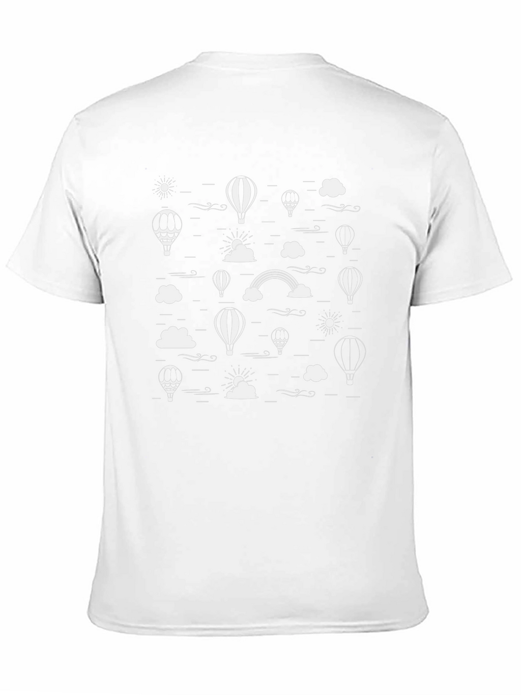 Black T-Shirt with White Hot Air Balloon Graphic Print