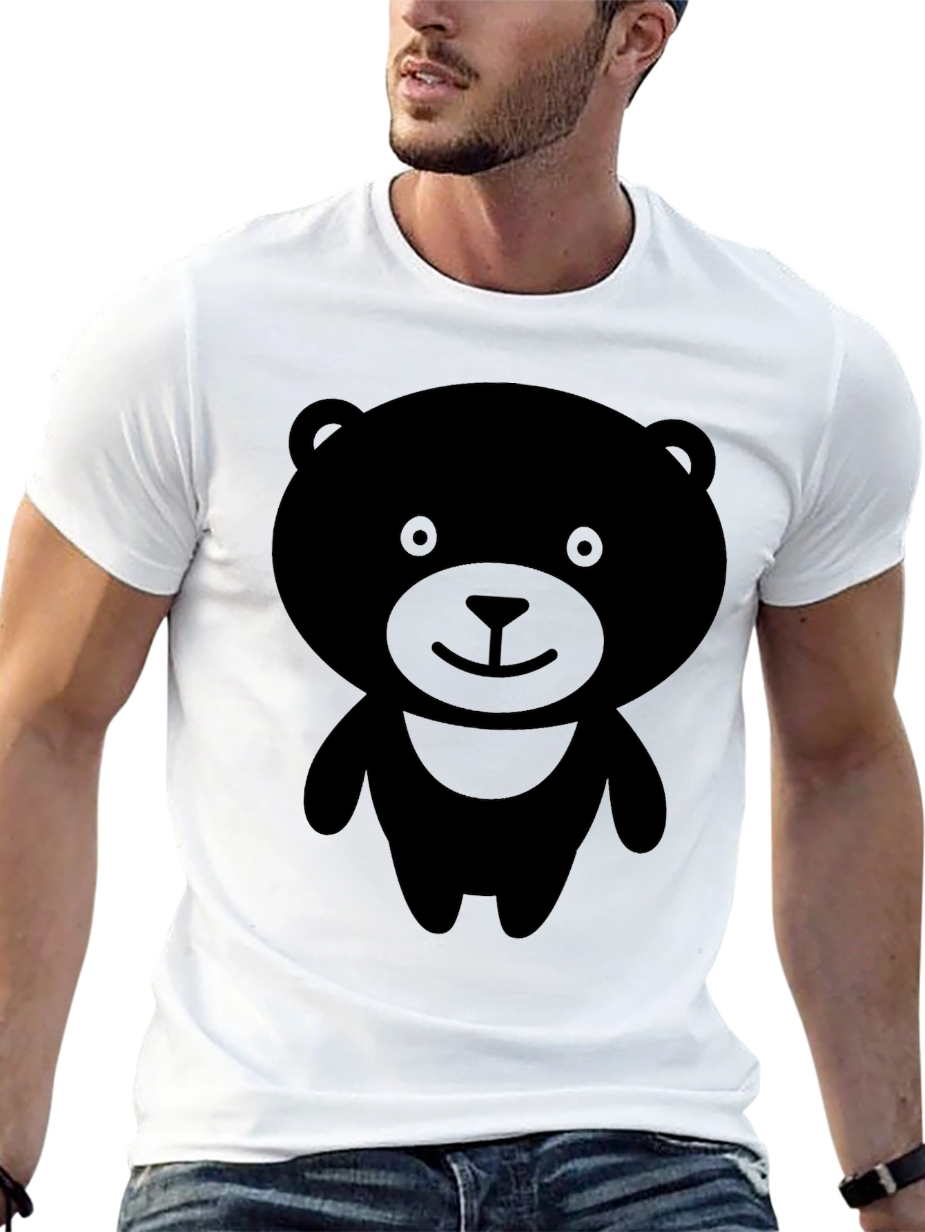 Black Bear Graphic T-Shirt - Cute Cartoon Design