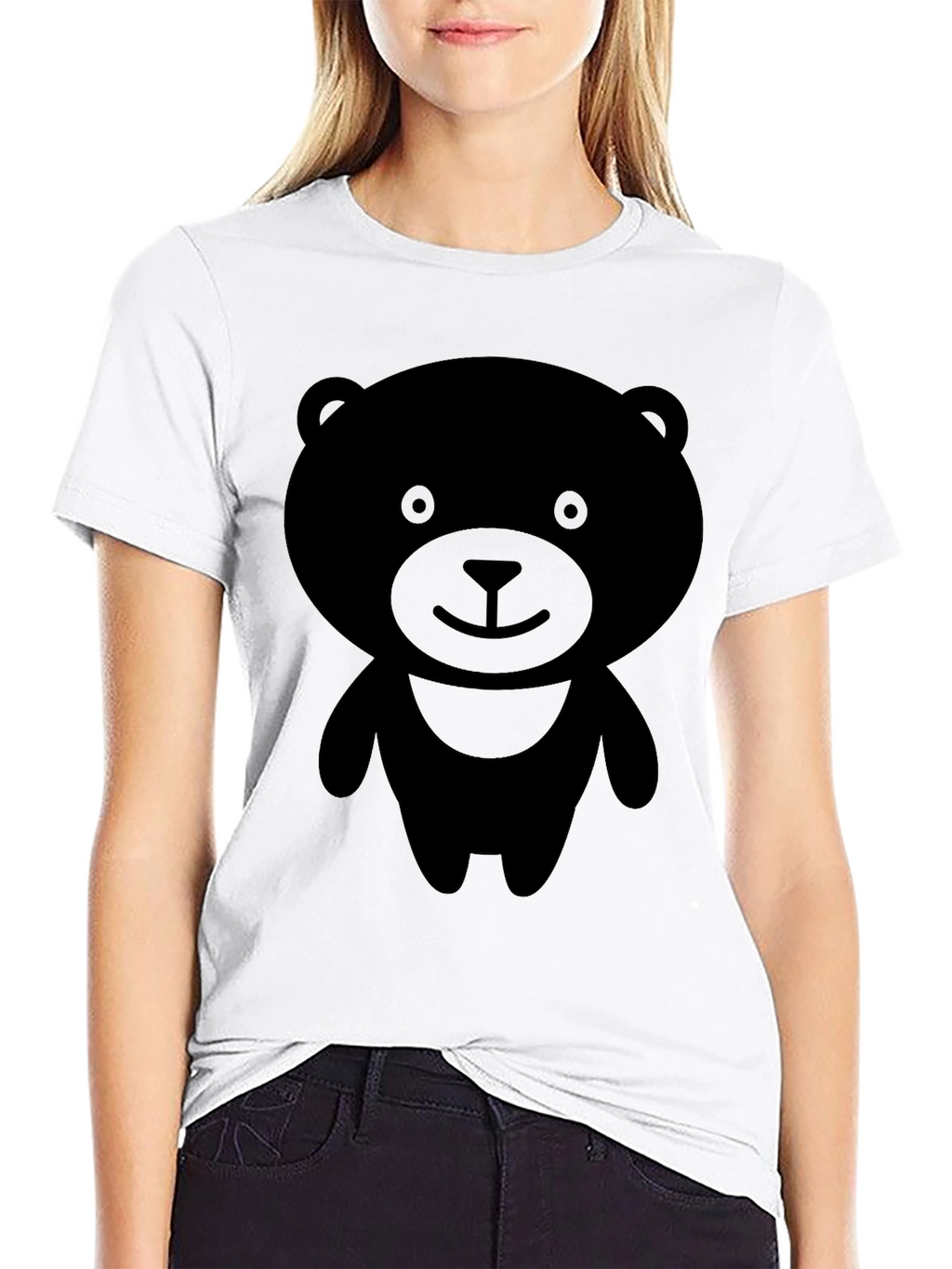 Black Bear Graphic T-Shirt - Cute Cartoon Design