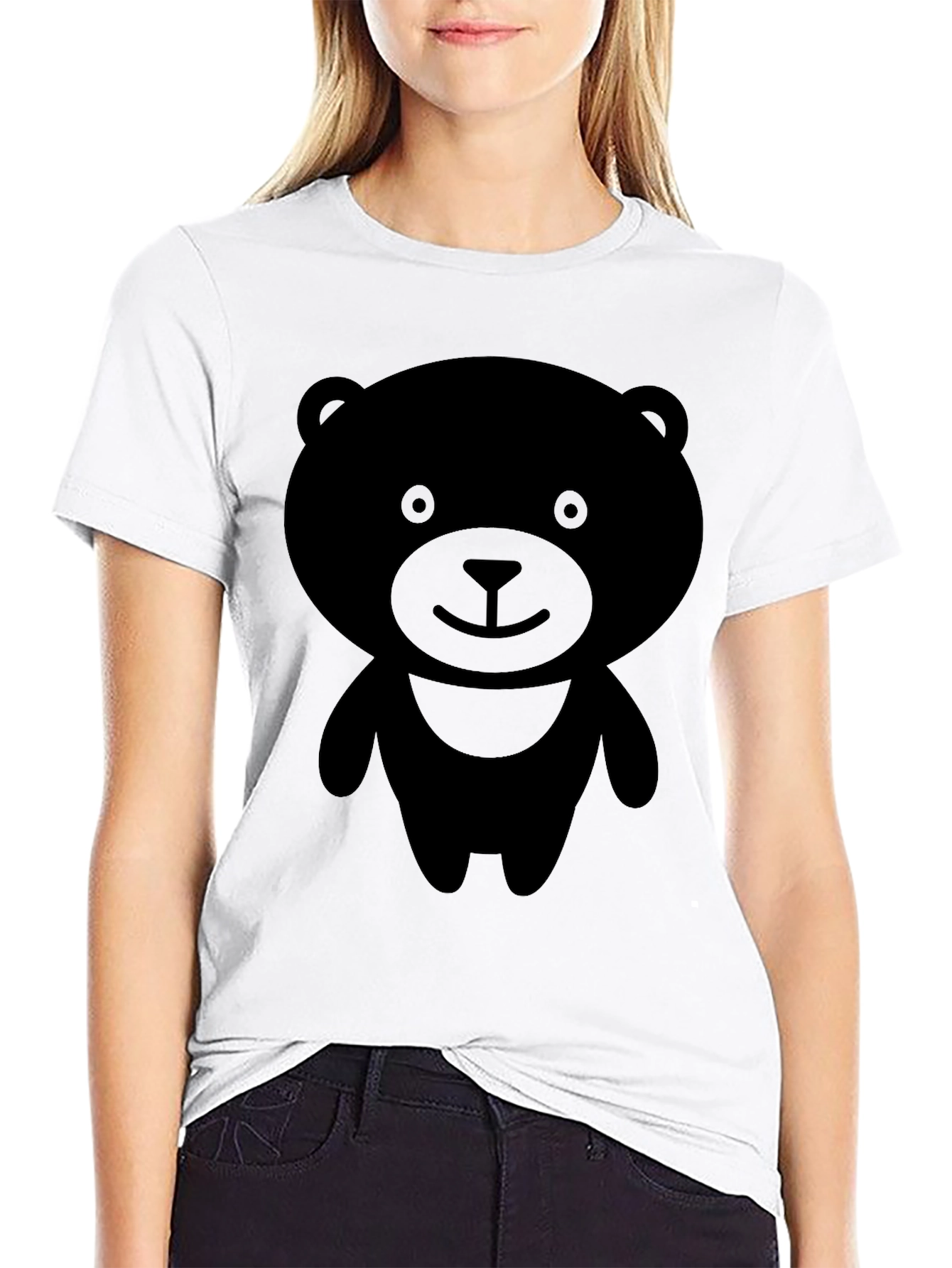 Black Bear Graphic T-Shirt - Cute Cartoon Design