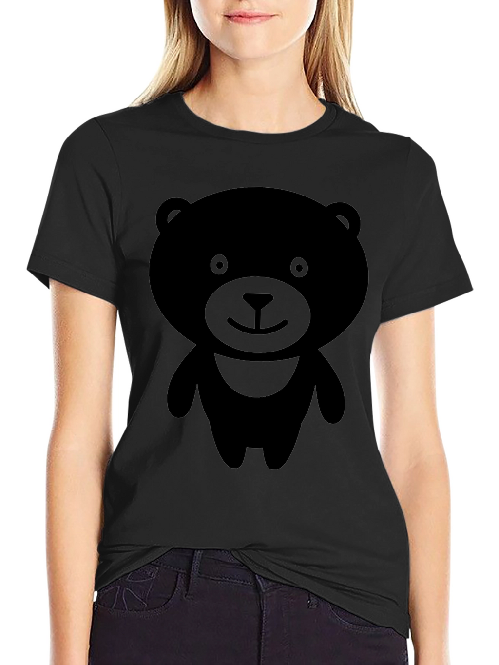 Black Bear Graphic T-Shirt - Cute Cartoon Design