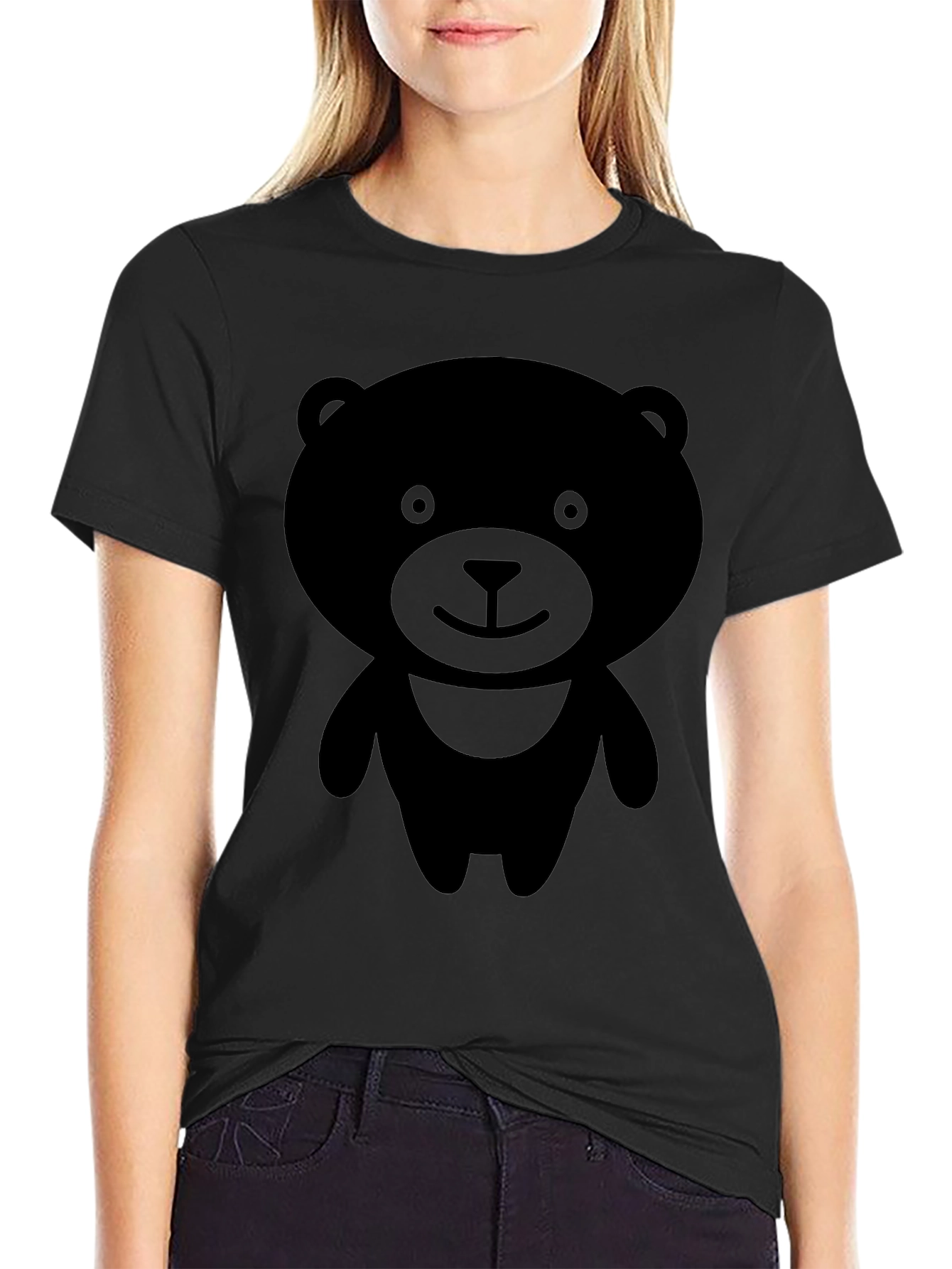 Black Bear Graphic T-Shirt - Cute Cartoon Design