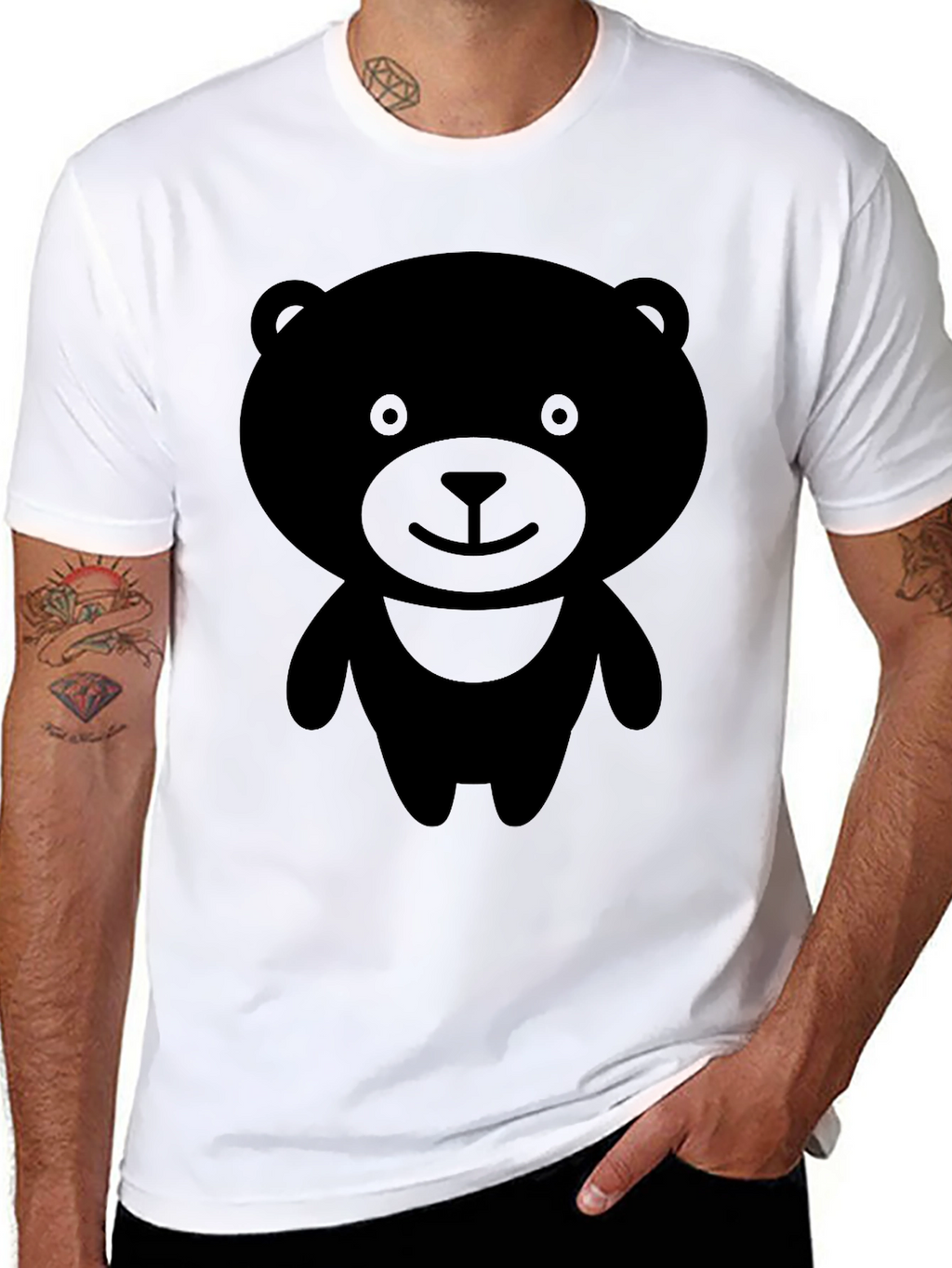 Black Bear Graphic T-Shirt - Cute Cartoon Design