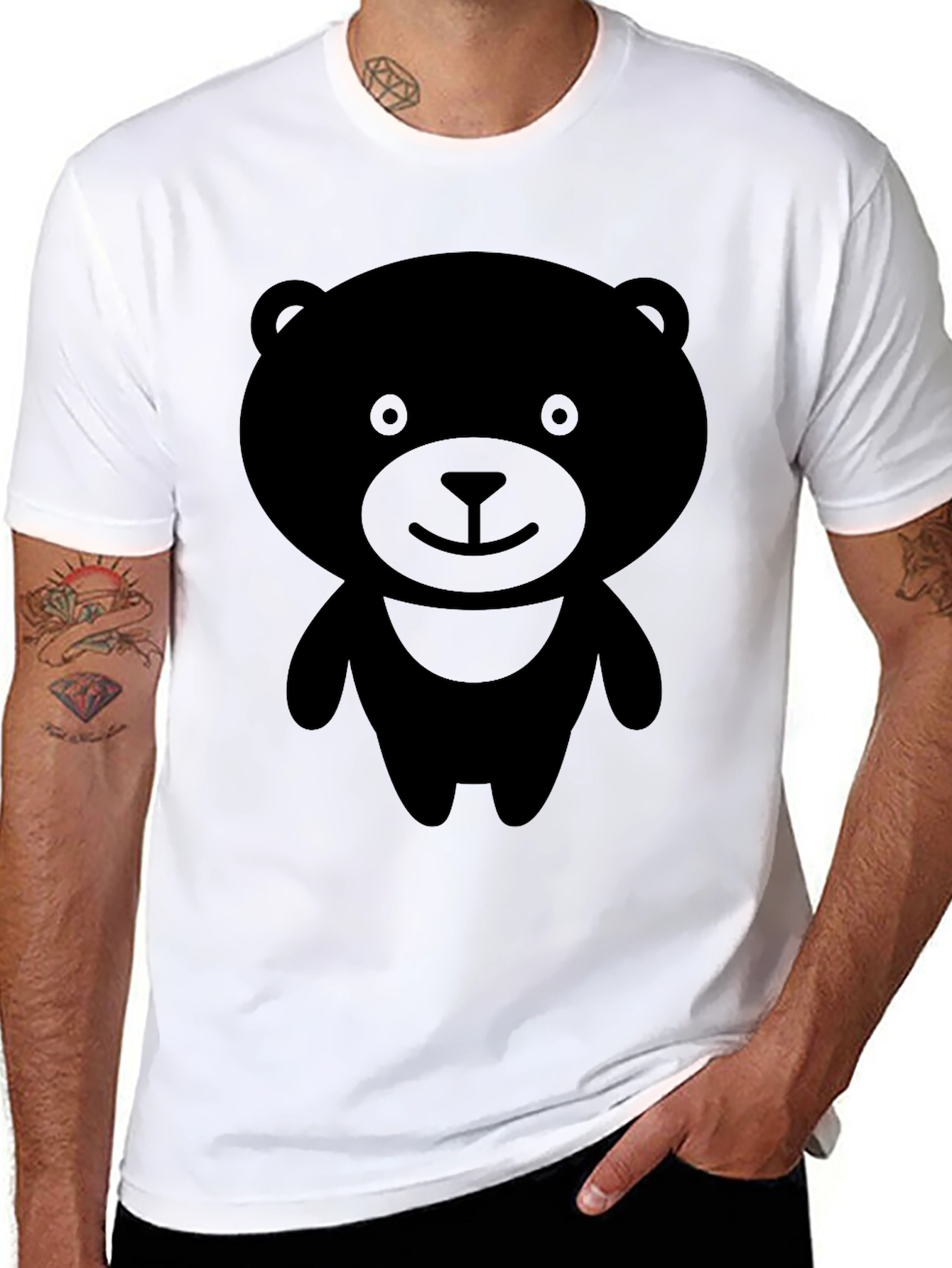 Black Bear Graphic T-Shirt - Cute Cartoon Design