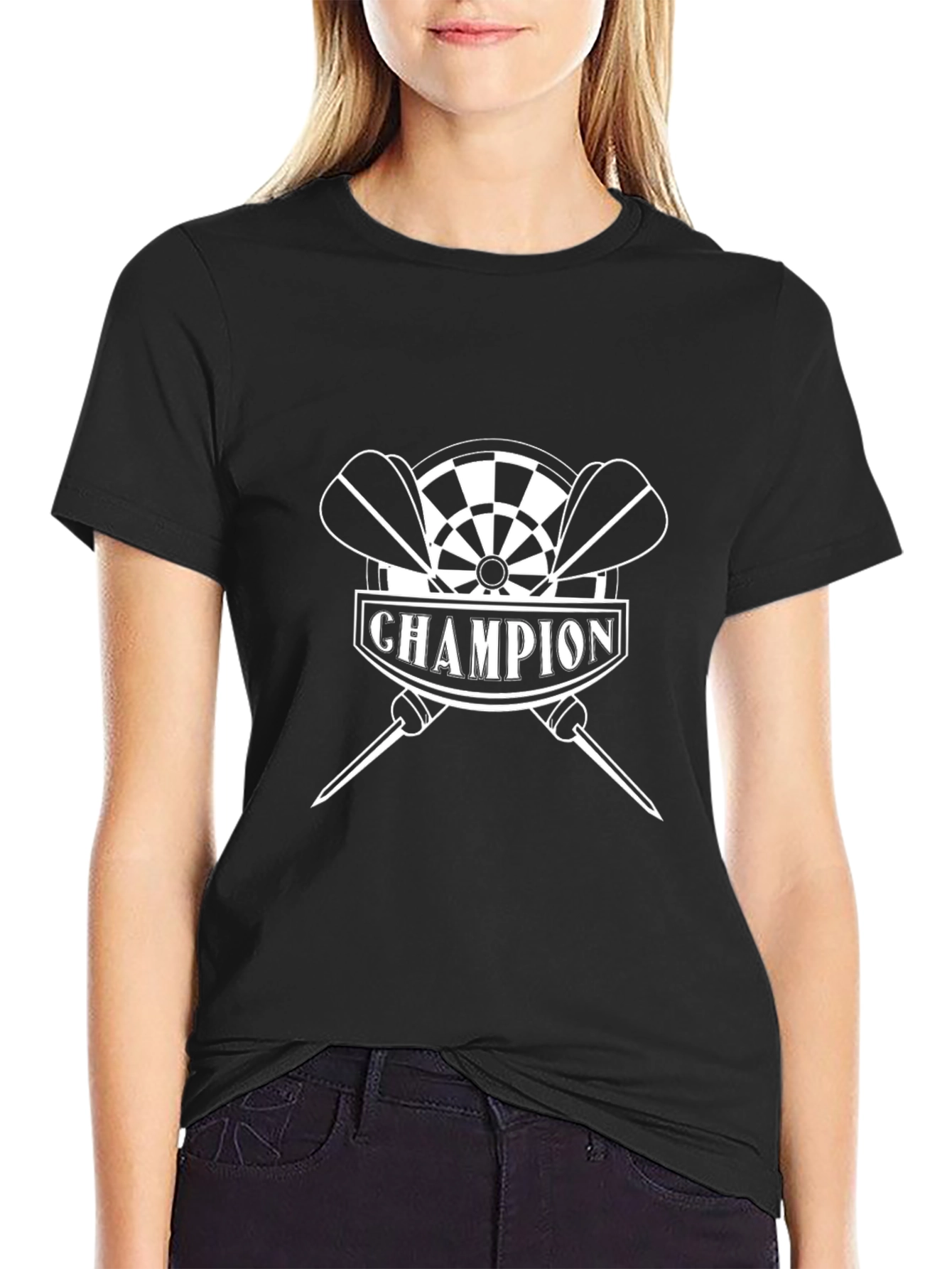 Champion Dart T-Shirt - Black Stylish Dartboard Design