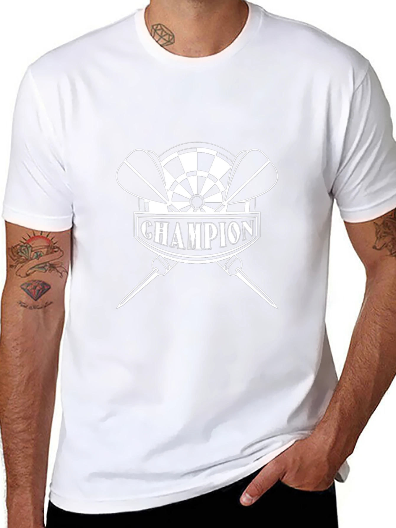 Champion Dart T-Shirt - Black Stylish Dartboard Design