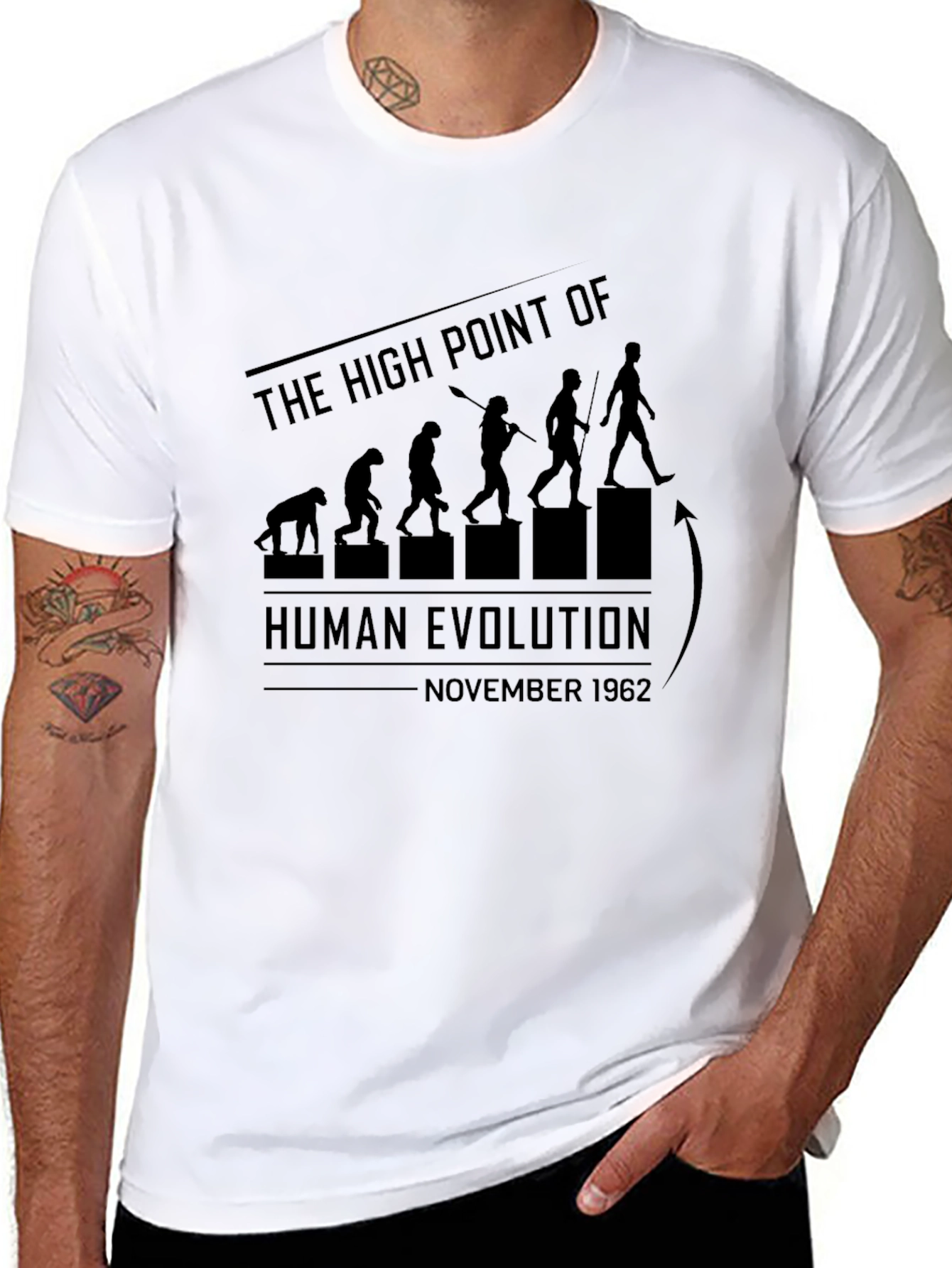 Human Evolution 1962 Black Graphic Tee