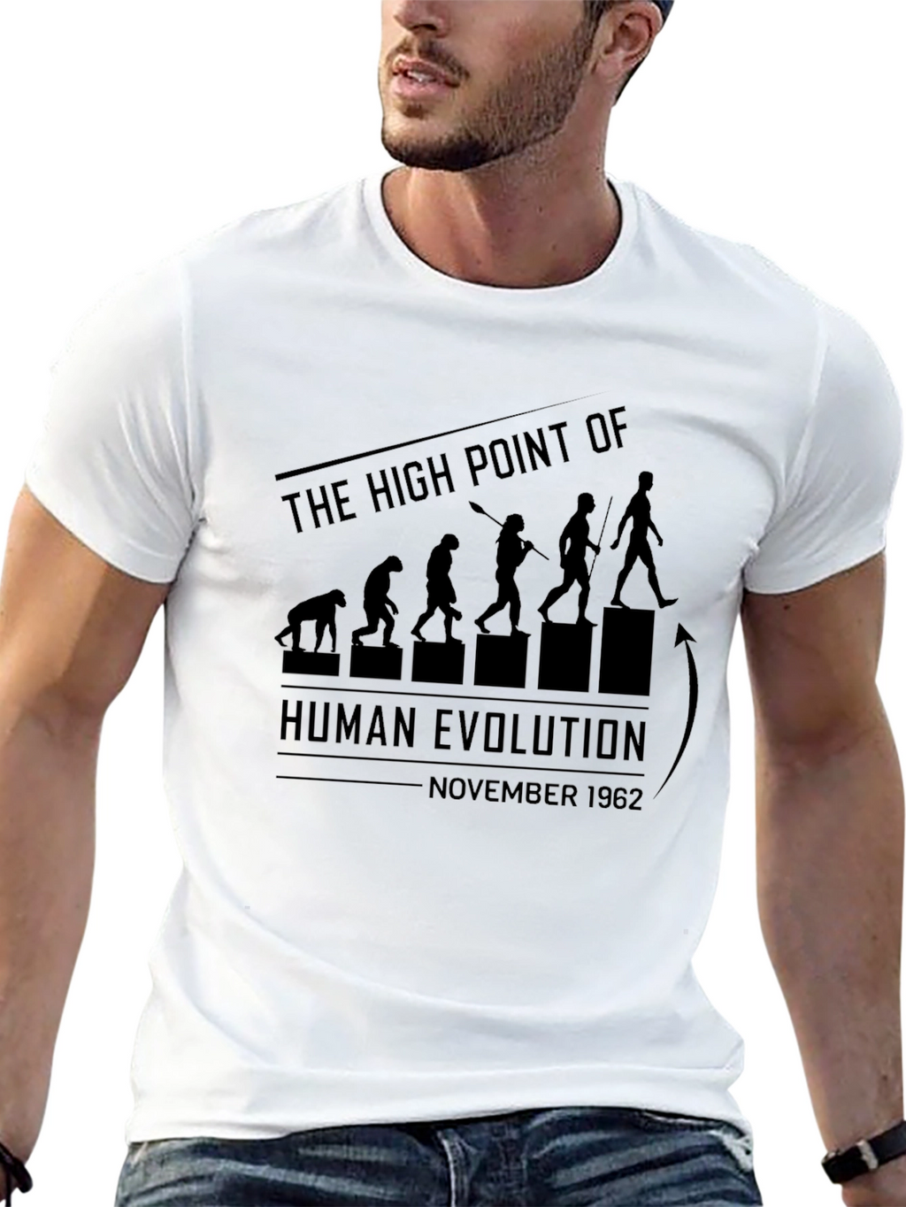 Human Evolution 1962 Black Graphic Tee