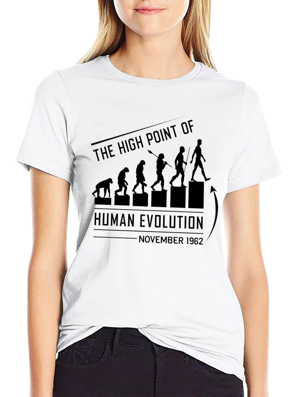Human Evolution 1962 Black Graphic Tee