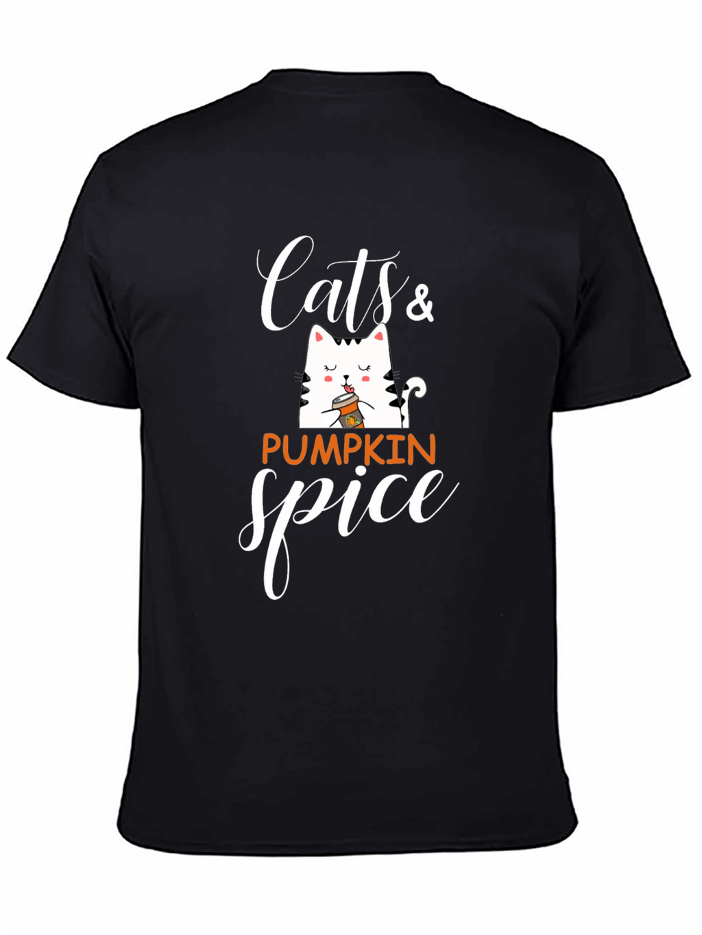 Cats & Pumpkin Spice Black Graphic T-Shirt