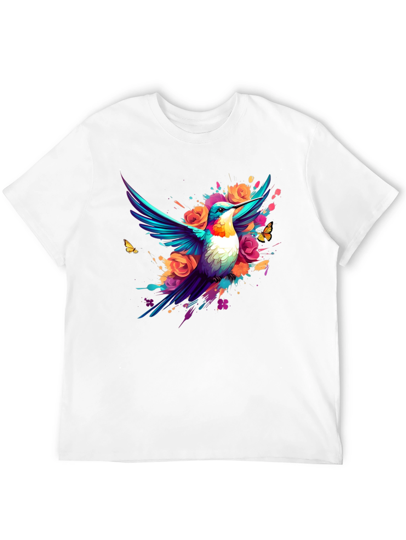 Hummingbird Floral Black T-Shirt