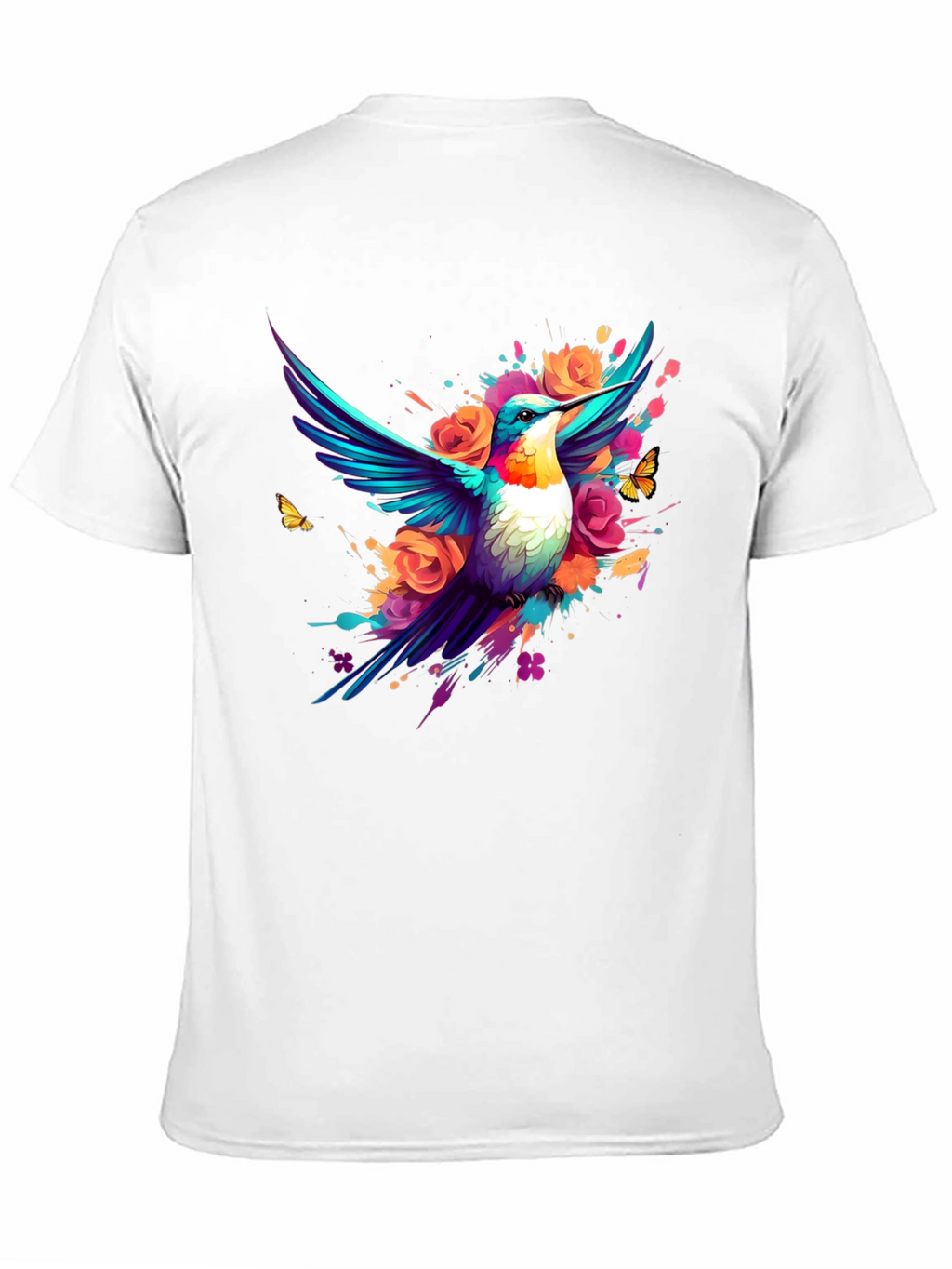 Hummingbird Floral Black T-Shirt