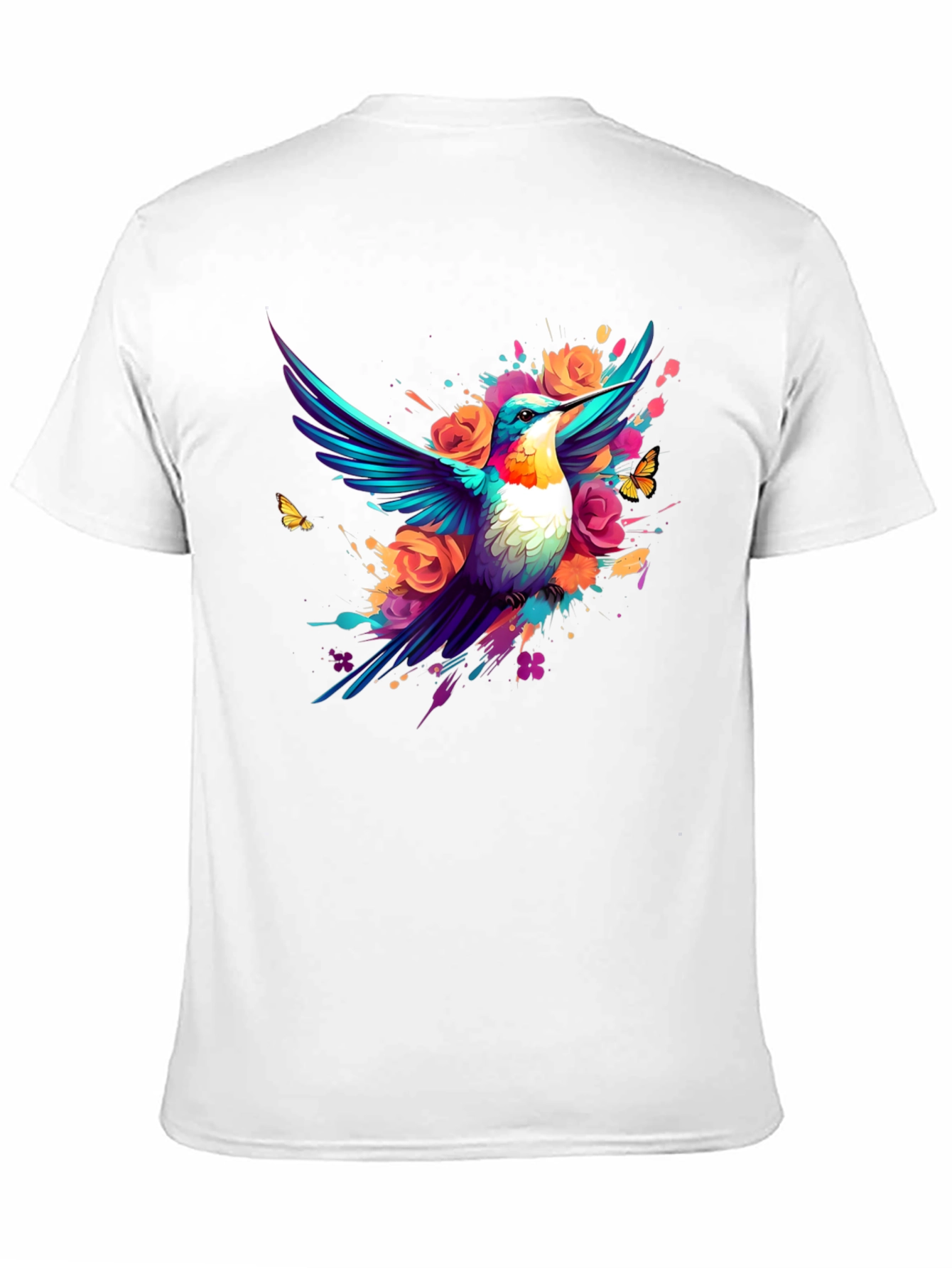 Hummingbird Floral Black T-Shirt