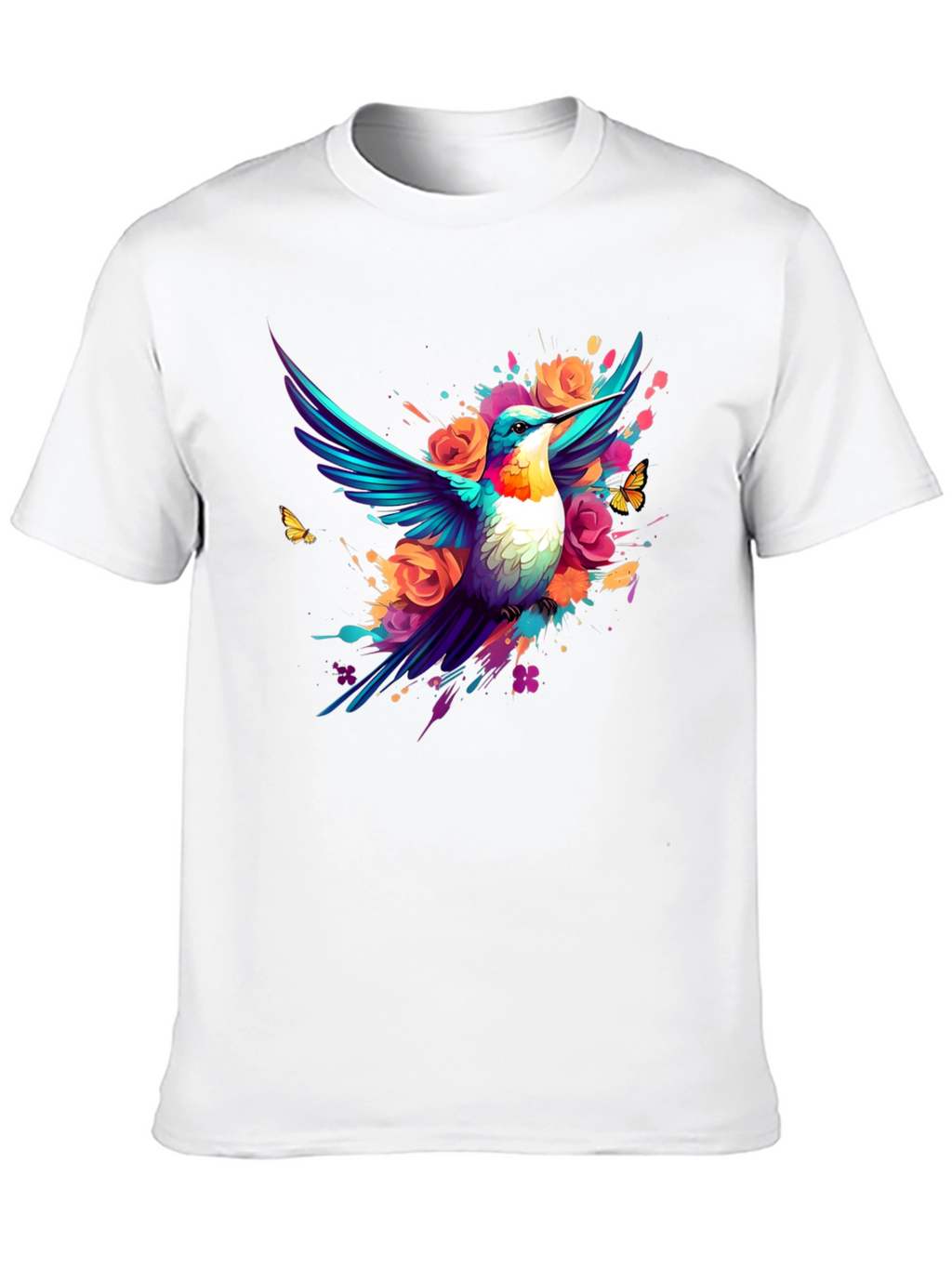 Hummingbird Floral Black T-Shirt