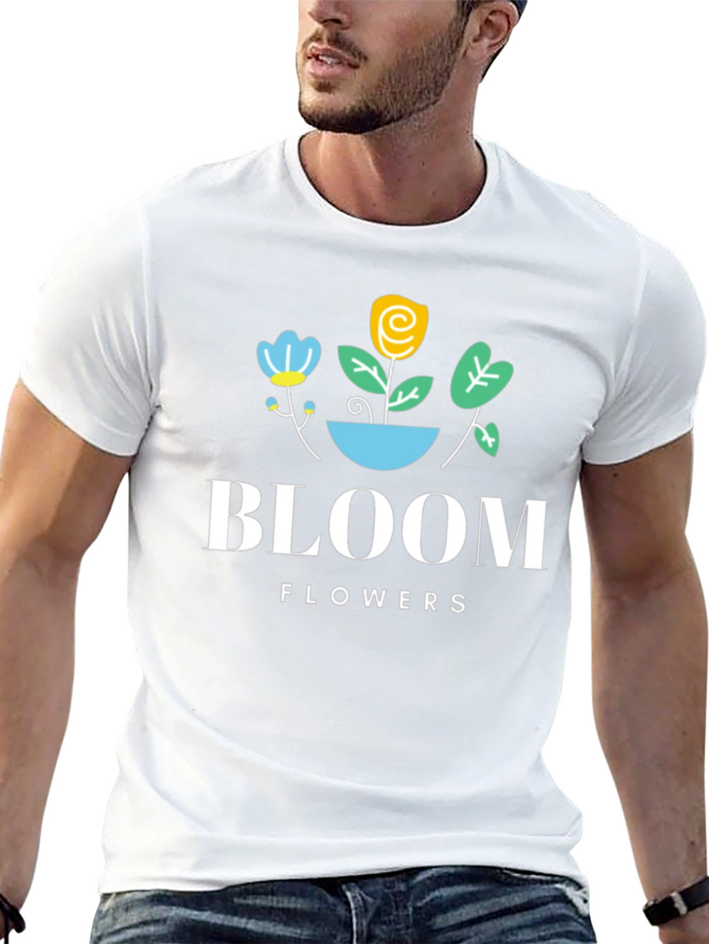 Bloom Flowers Black Graphic Tee