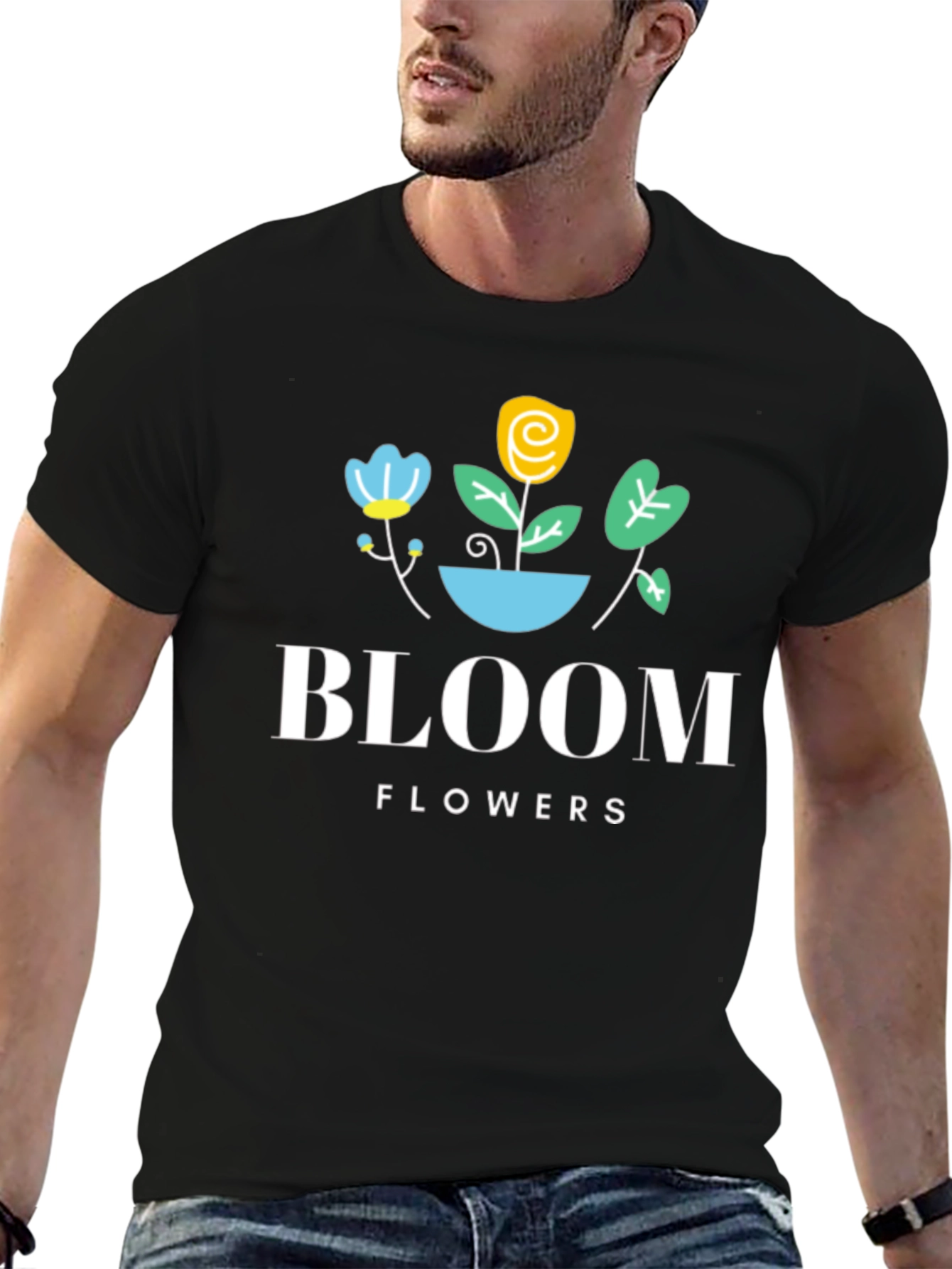 Bloom Flowers Black Graphic Tee