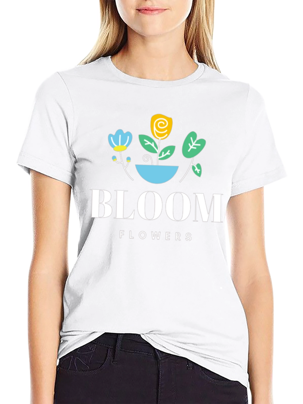 Bloom Flowers Black Graphic Tee