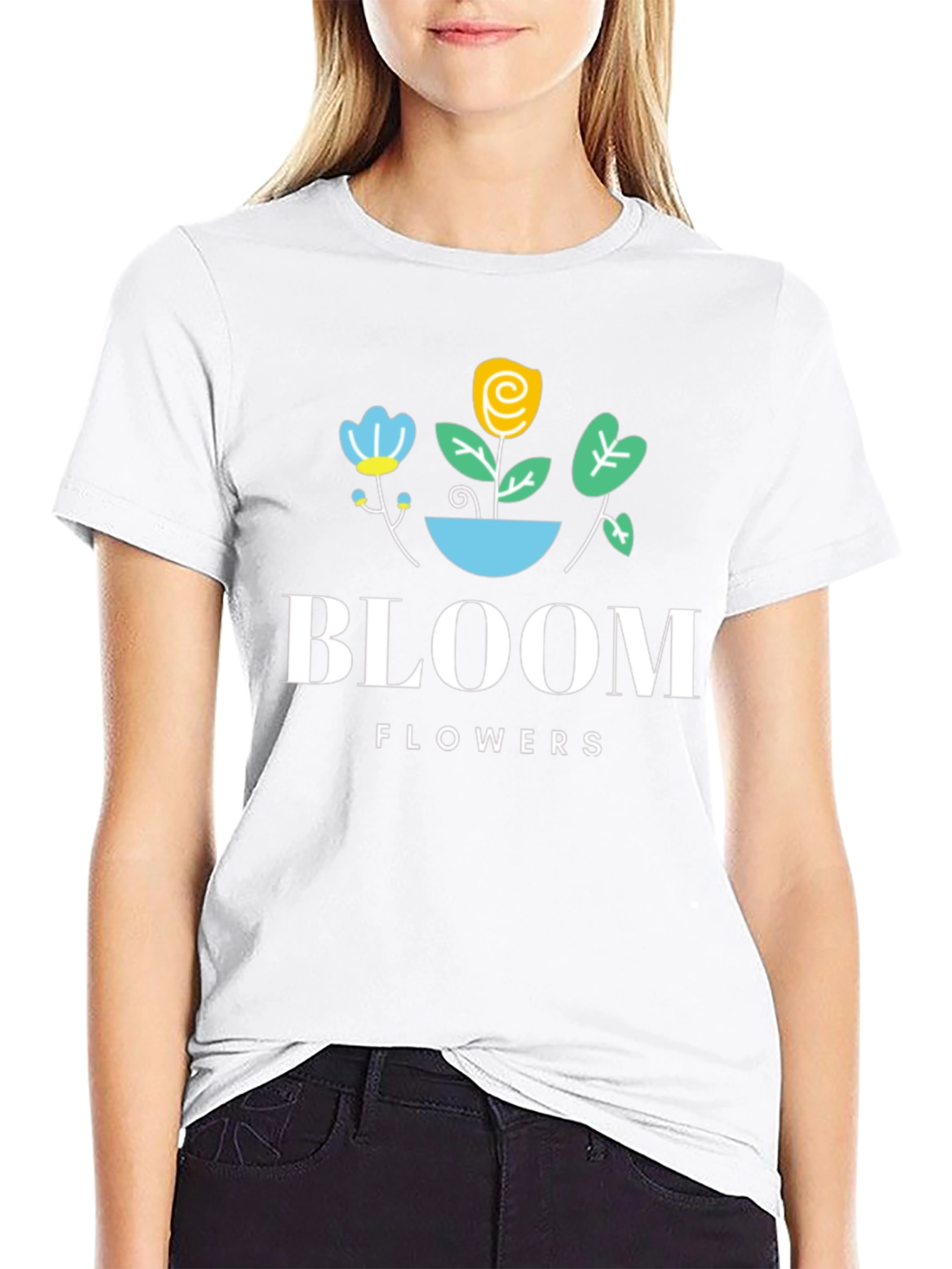 Bloom Flowers Black Graphic Tee