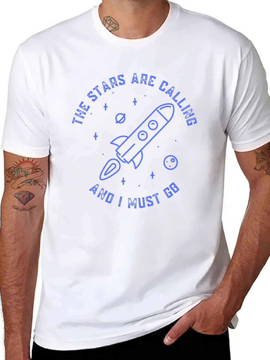 Stars Calling Rocket Graphic T-Shirt