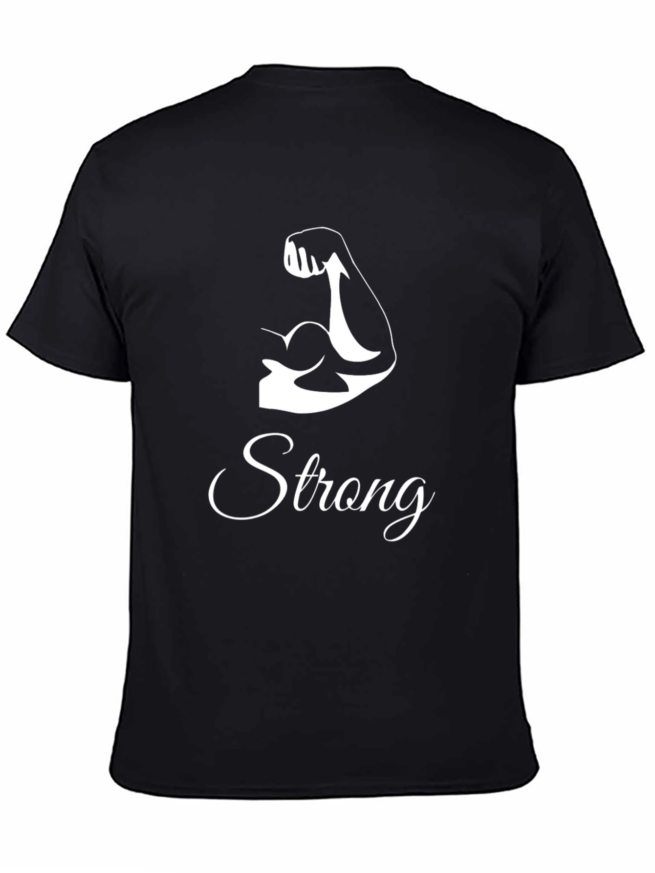 Strong Graphic Tee - Black Cotton Crew Neck