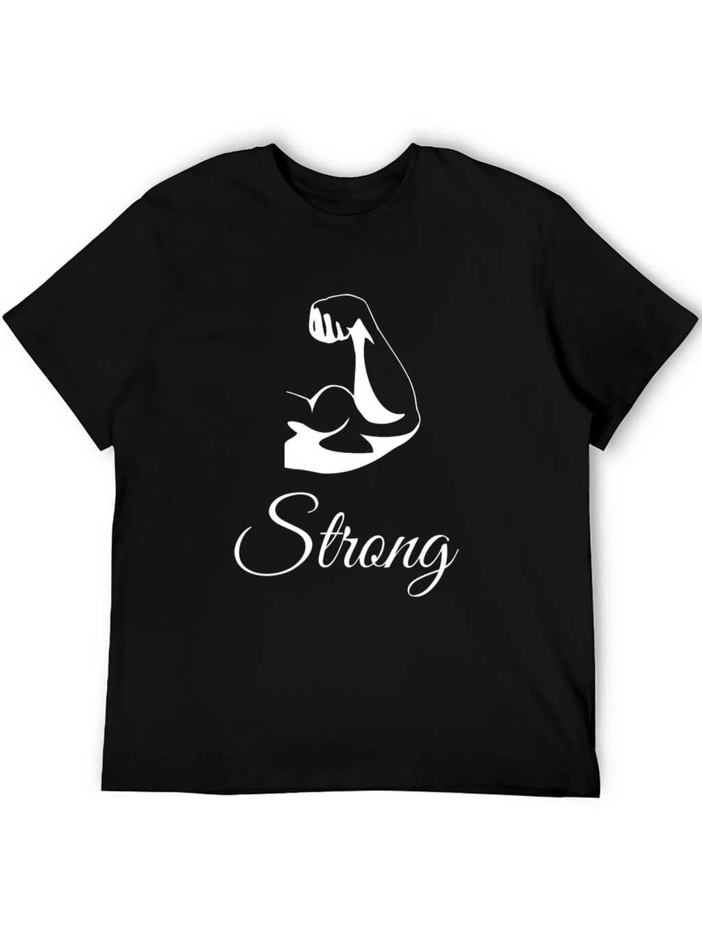 Strong Graphic Tee - Black Cotton Crew Neck