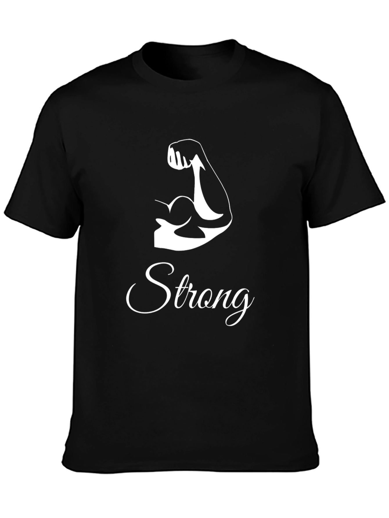Strong Graphic Tee - Black Cotton Crew Neck