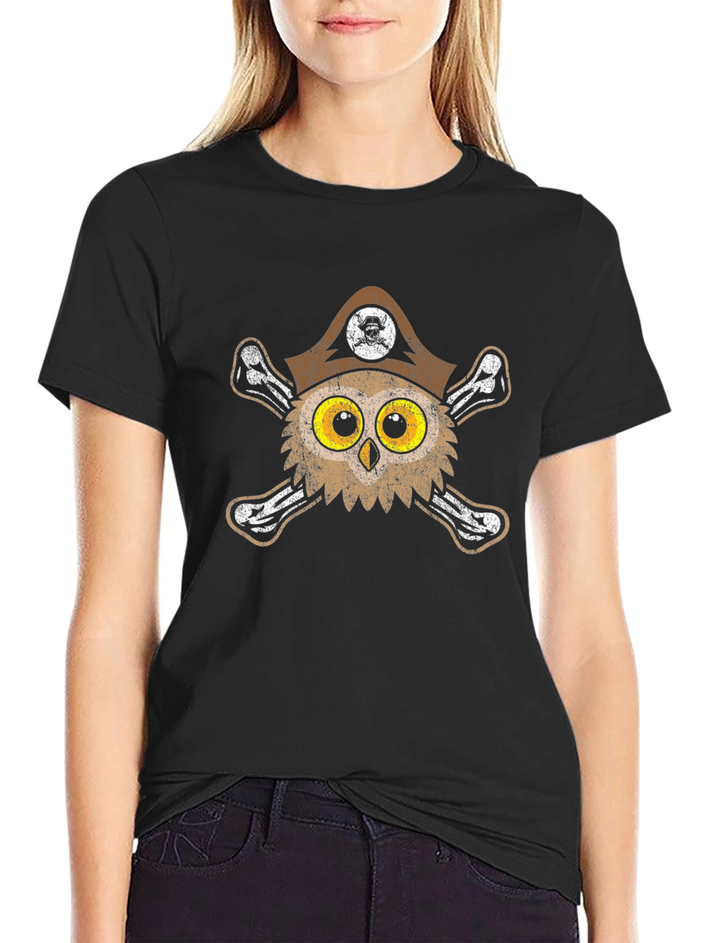 Pirate Owl Graphic Tee - Mens Black T-Shirt