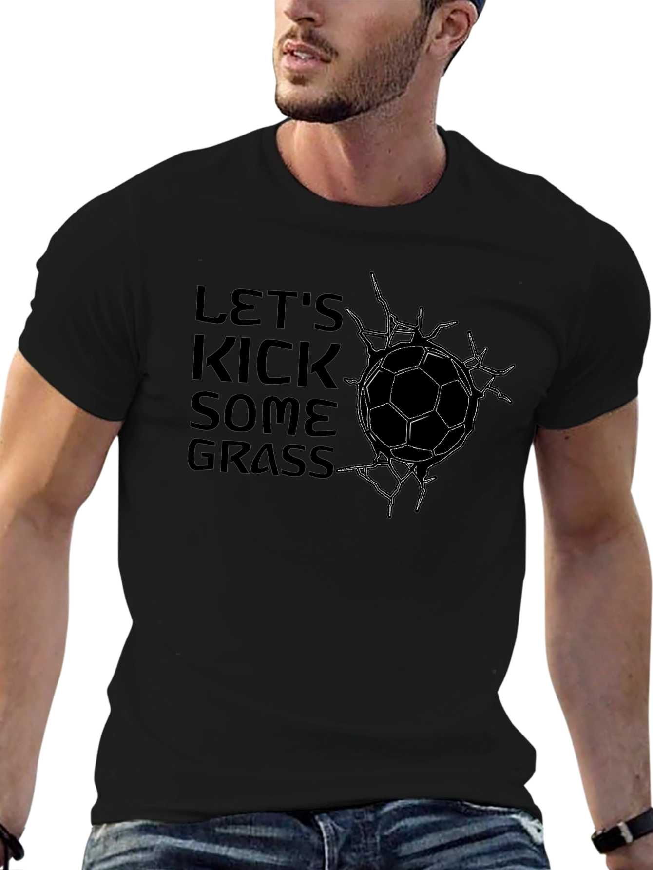 Lets Kick Some Grass Soccer Graphic T-Shirt