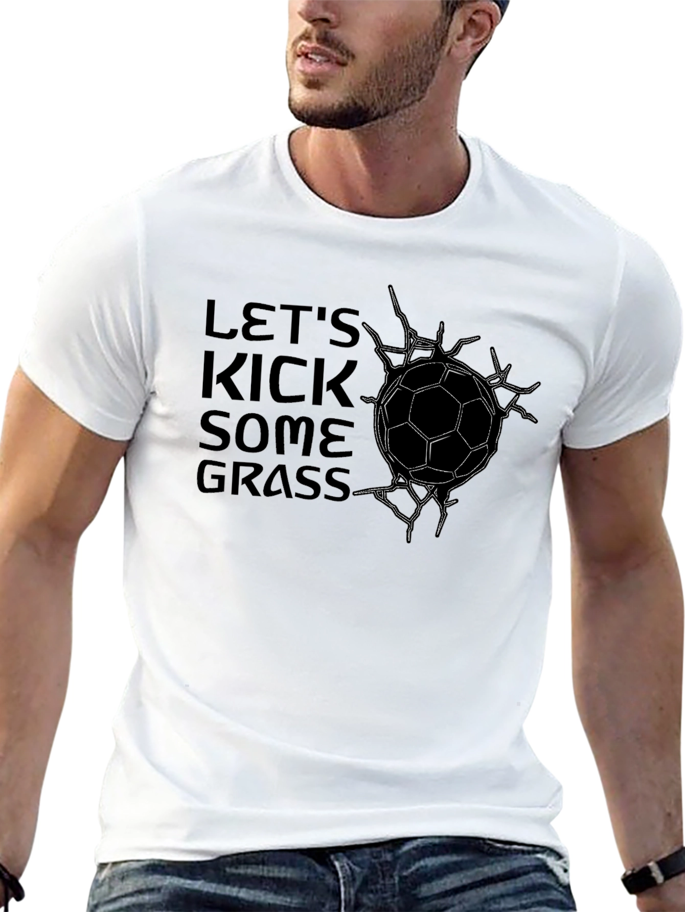 Lets Kick Some Grass Soccer Graphic T-Shirt