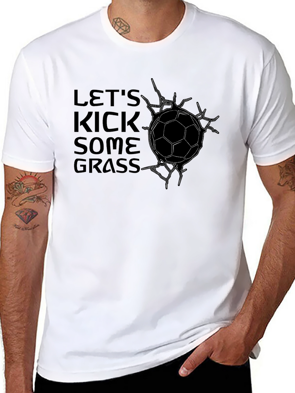 Lets Kick Some Grass Soccer Graphic T-Shirt