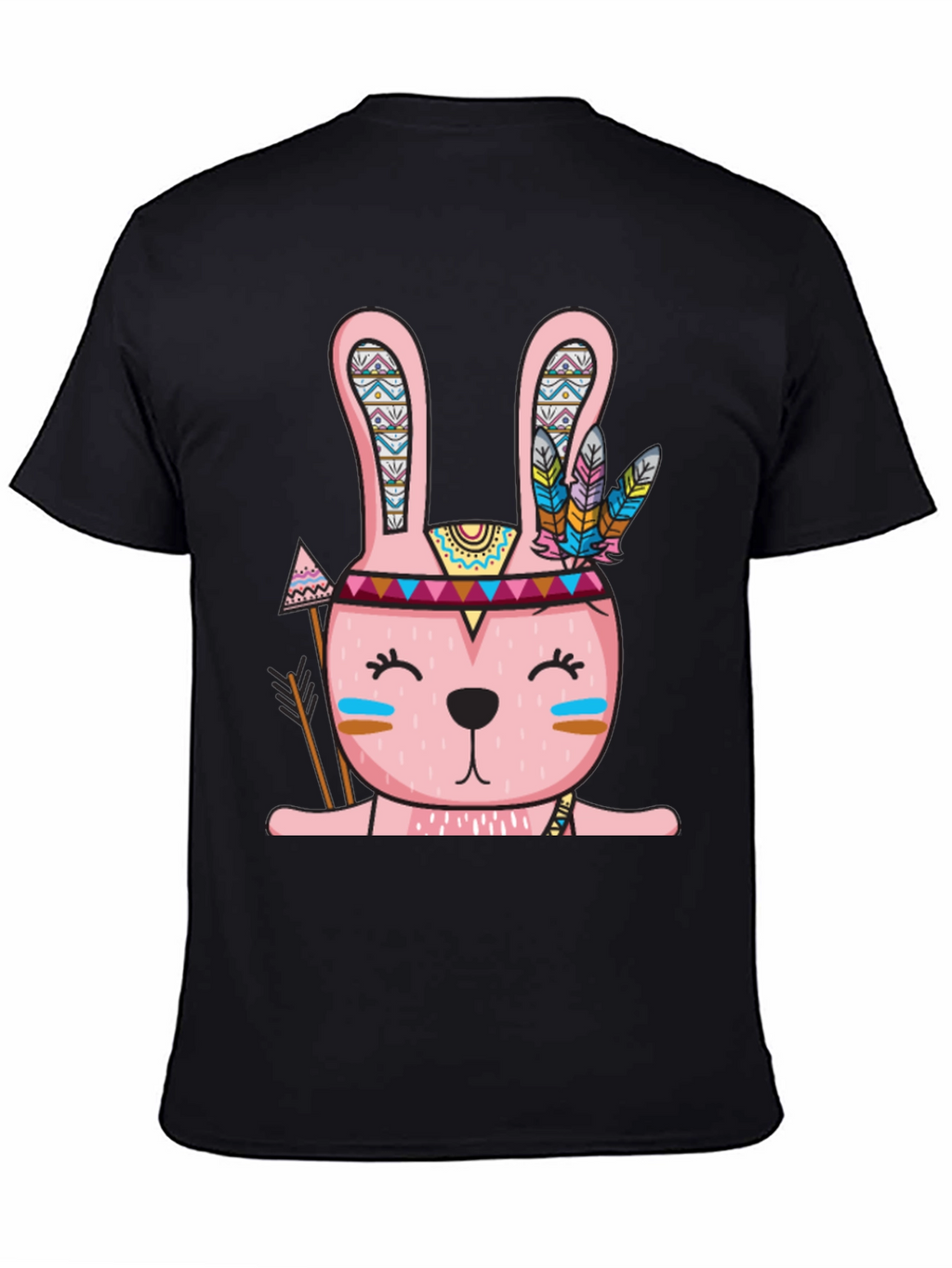 Tribal Bunny T-Shirt - Black Crew Neck Tee