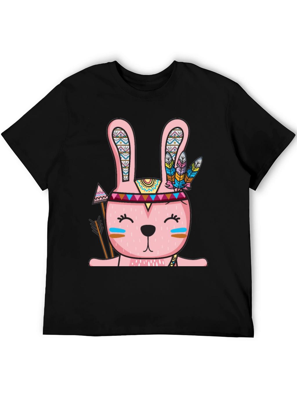 Tribal Bunny T-Shirt - Black Crew Neck Tee