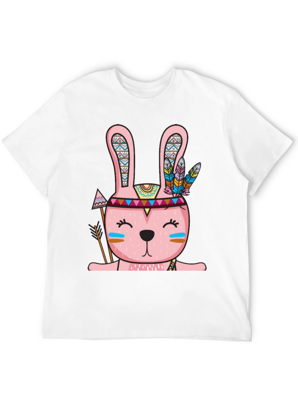 Tribal Bunny T-Shirt - Black Crew Neck Tee