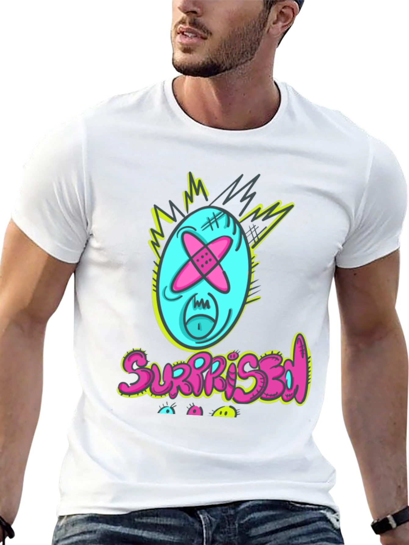 Surprised Graphic Tee - Funny Cartoon Character