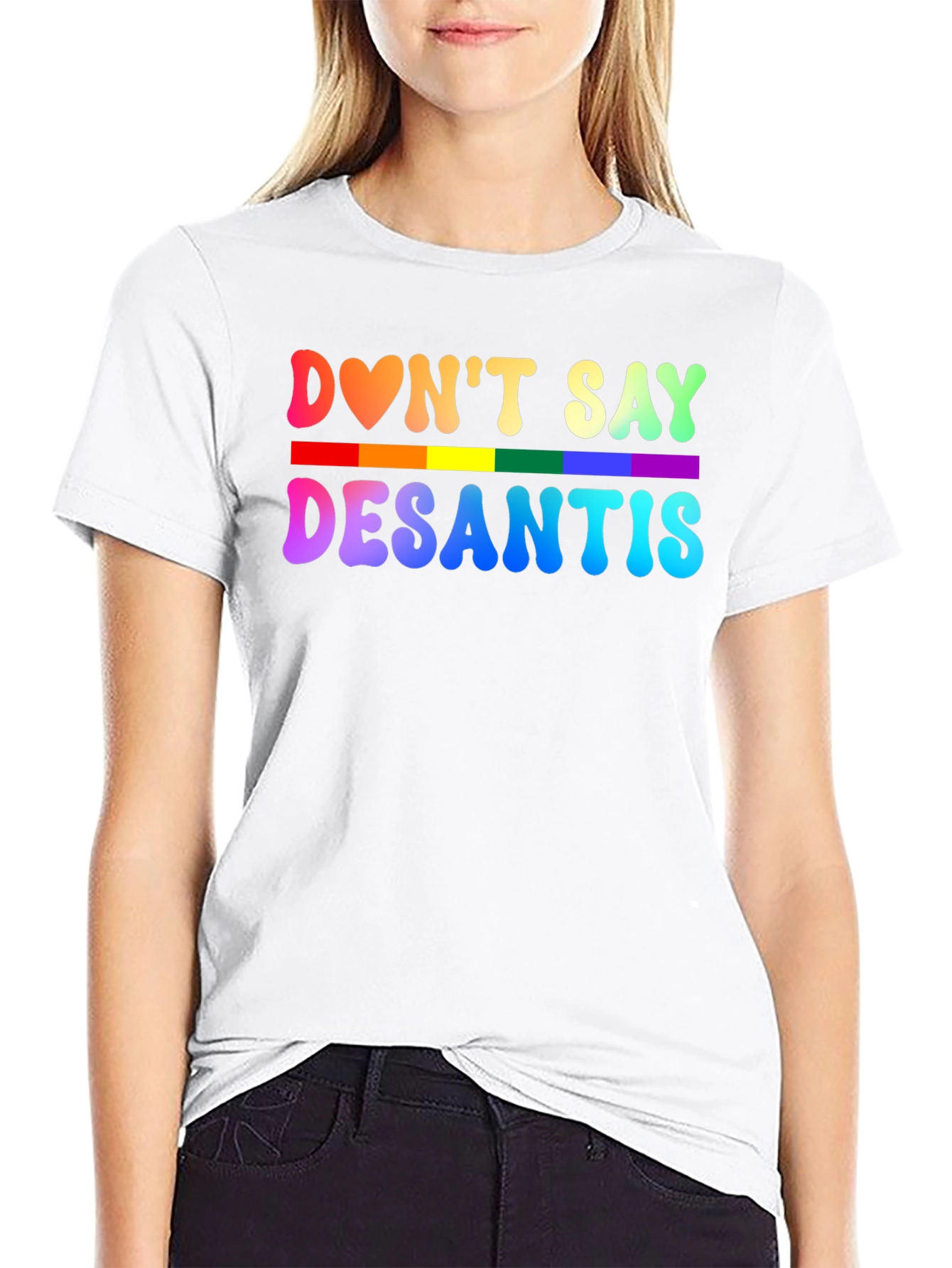 Dont Say DeSantis Rainbow Graphic T-Shirt