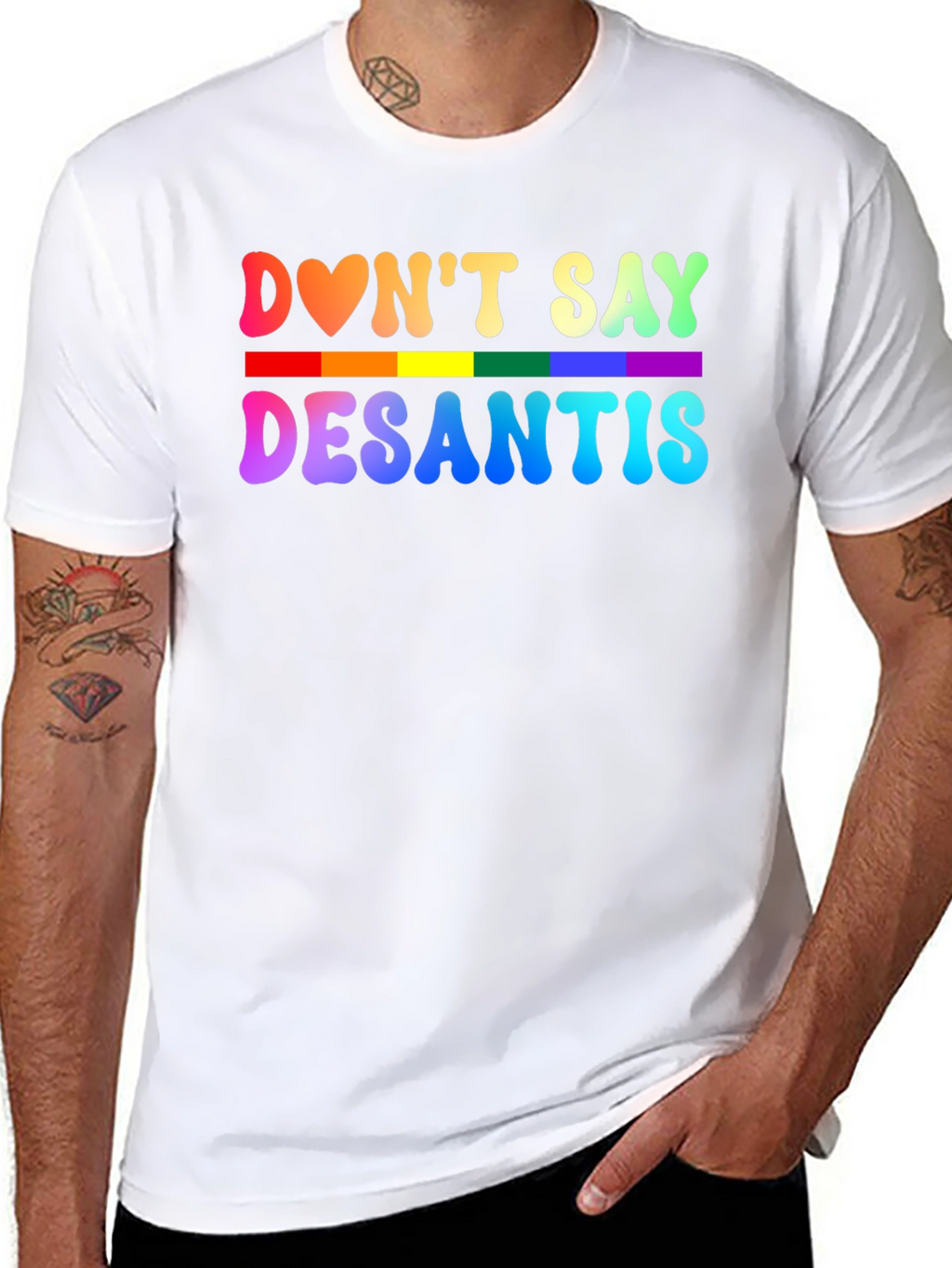 Dont Say DeSantis Rainbow Graphic T-Shirt