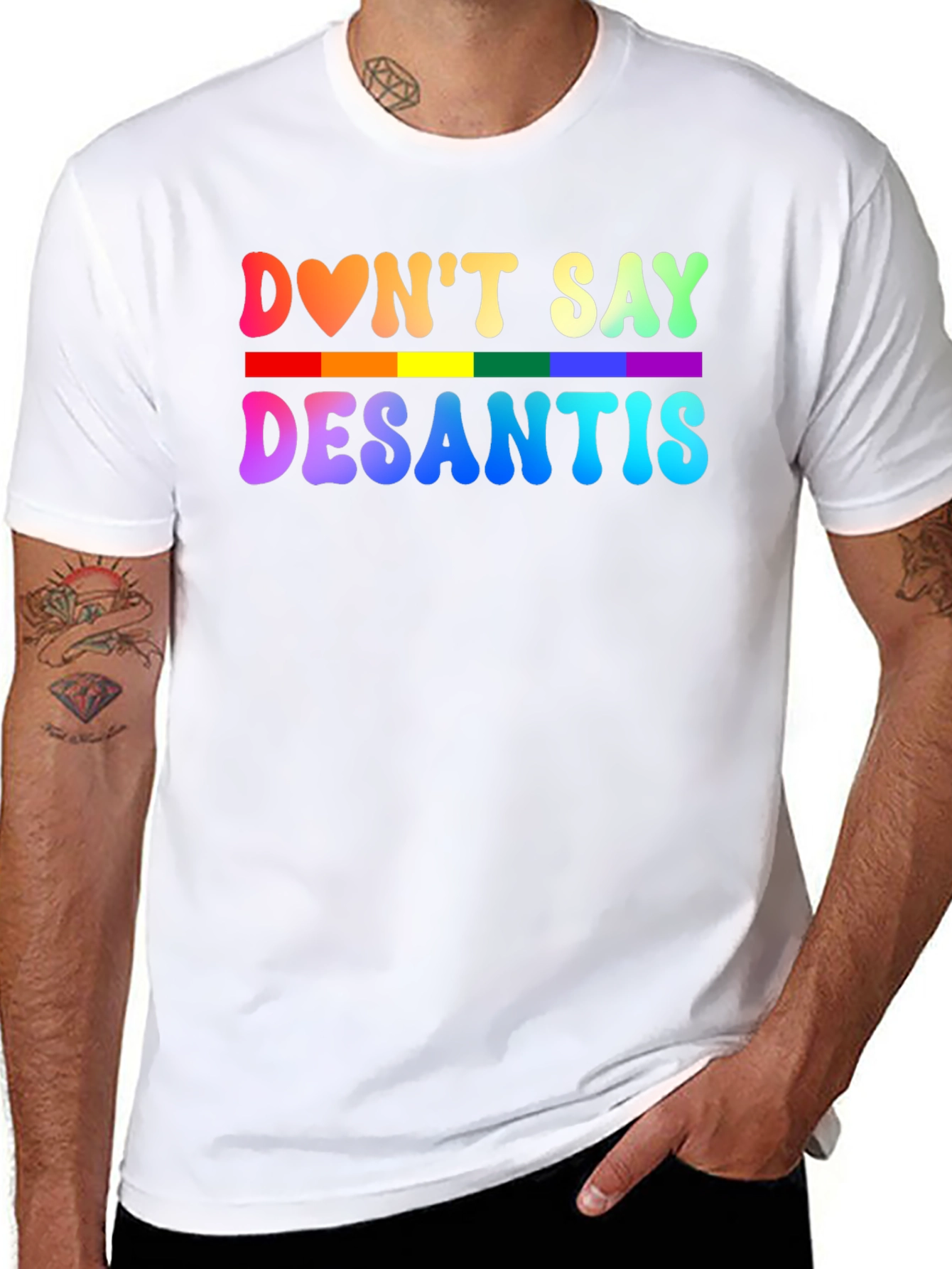 Dont Say DeSantis Rainbow Graphic T-Shirt