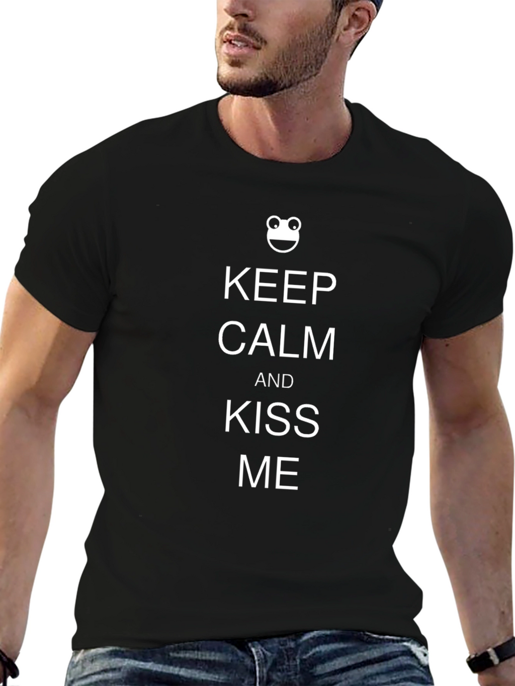 Keep Calm & Kiss Me Black T-Shirt