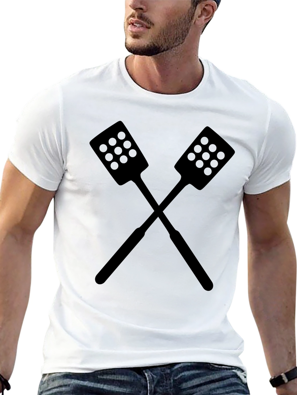 Crossed Spatulas Black Graphic Tee Shirt
