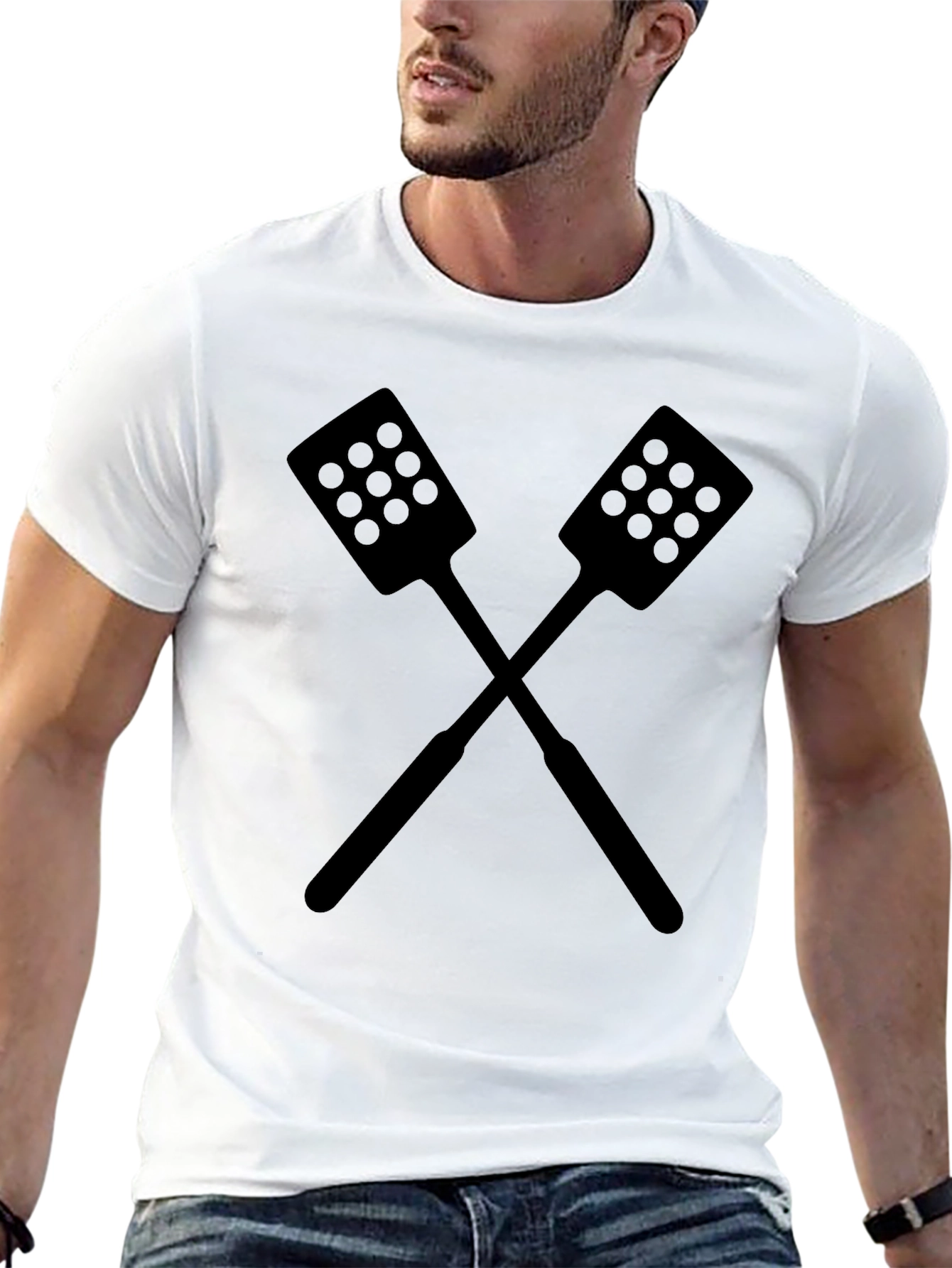 Crossed Spatulas Black Graphic Tee Shirt