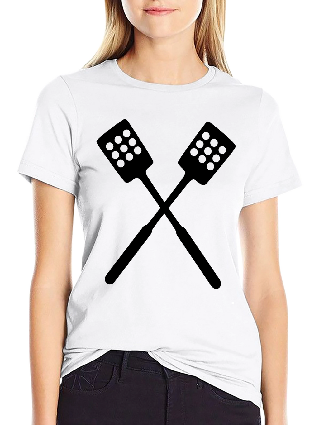 Crossed Spatulas Black Graphic Tee Shirt