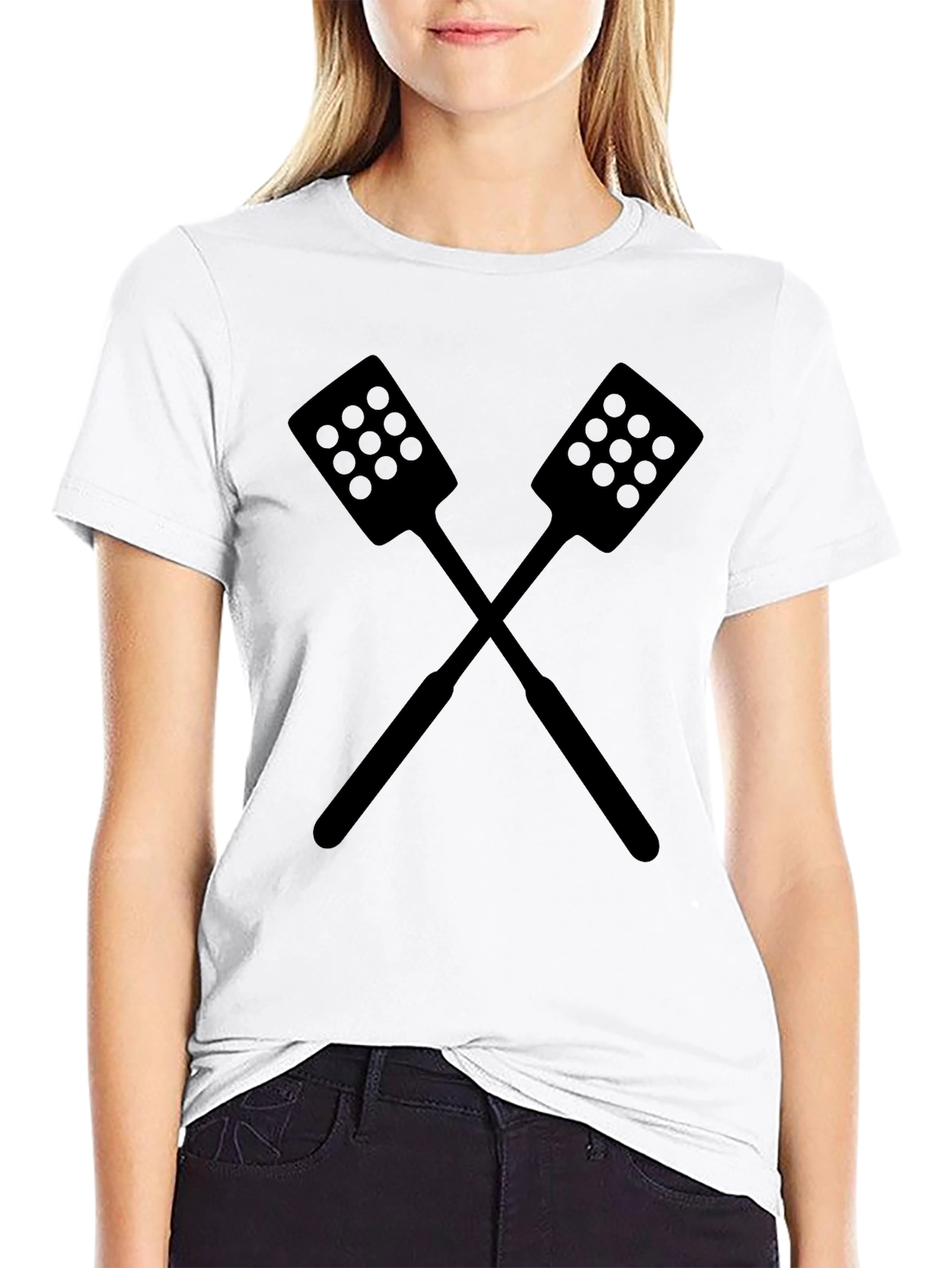 Crossed Spatulas Black Graphic Tee Shirt