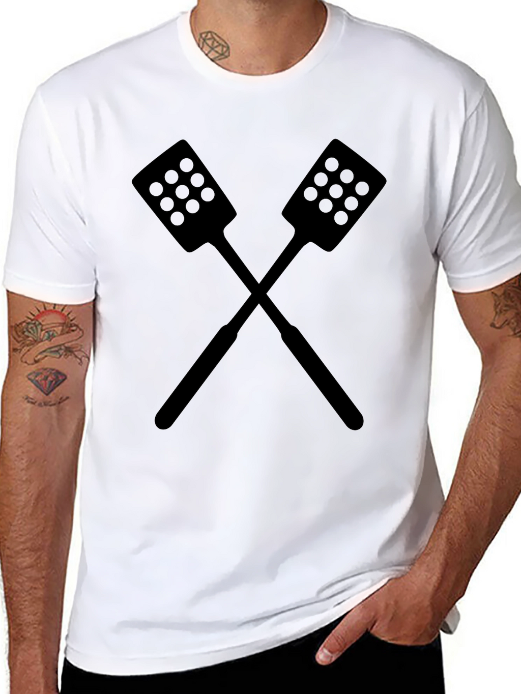 Crossed Spatulas Black Graphic Tee Shirt