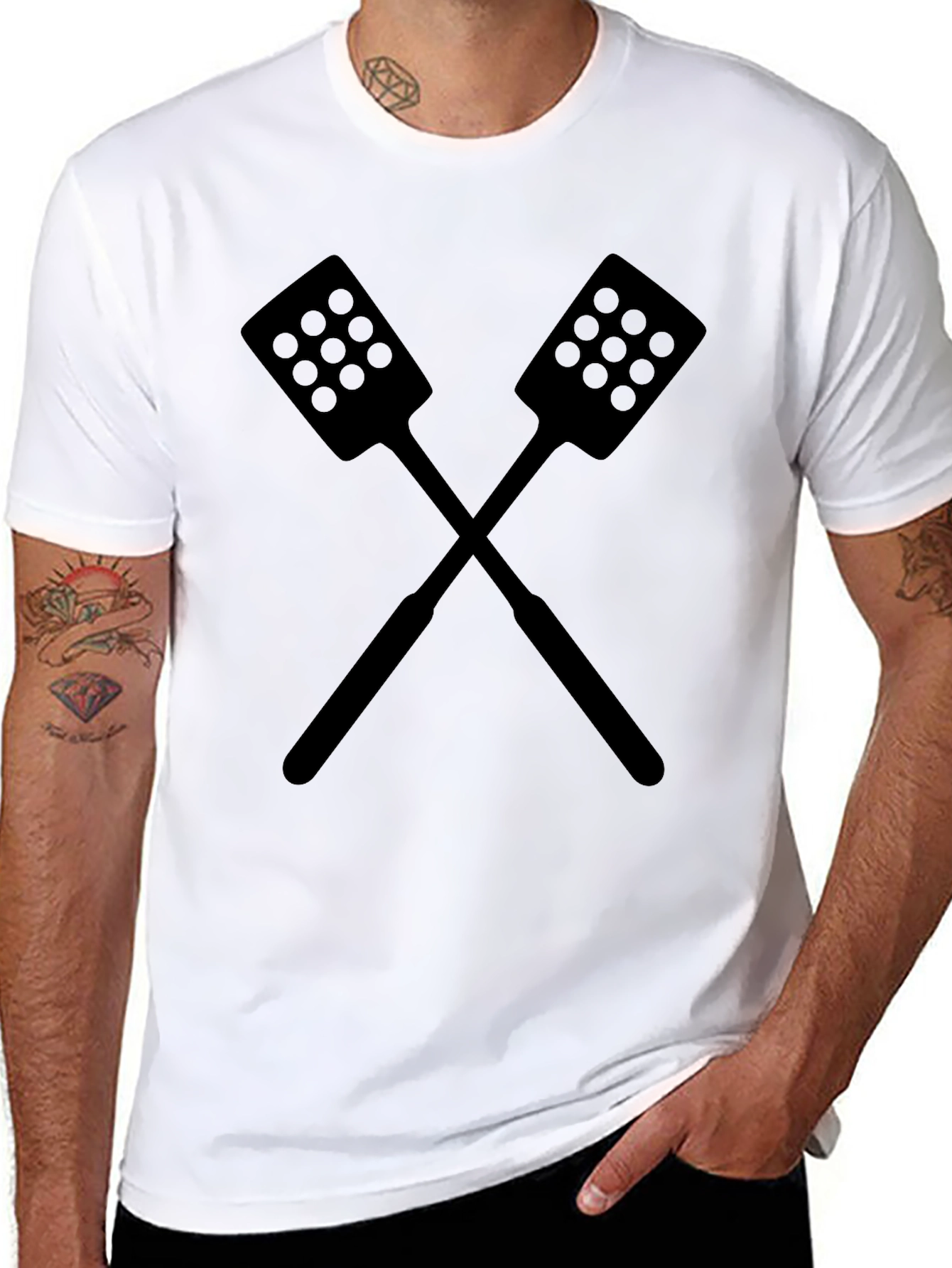 Crossed Spatulas Black Graphic Tee Shirt