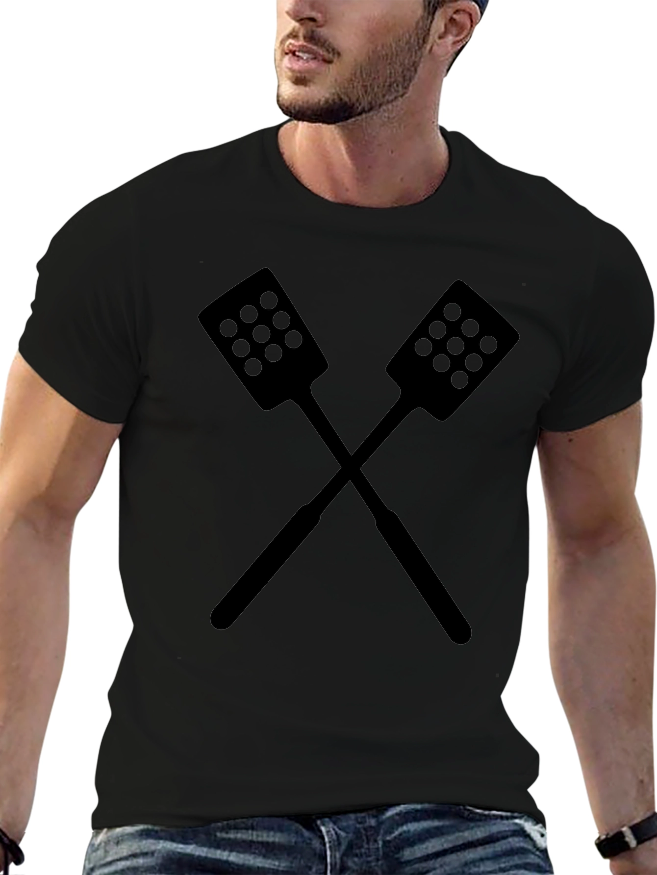 Crossed Spatulas Black Graphic Tee Shirt