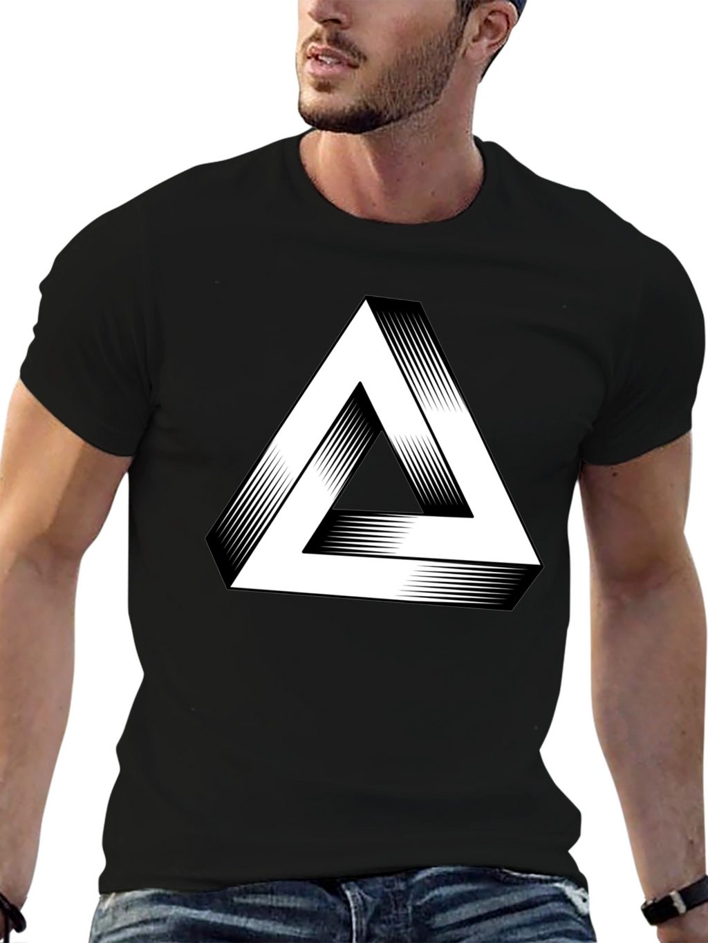 Impossible Triangle Graphic Tee - Optical Illusion T-Shirt
