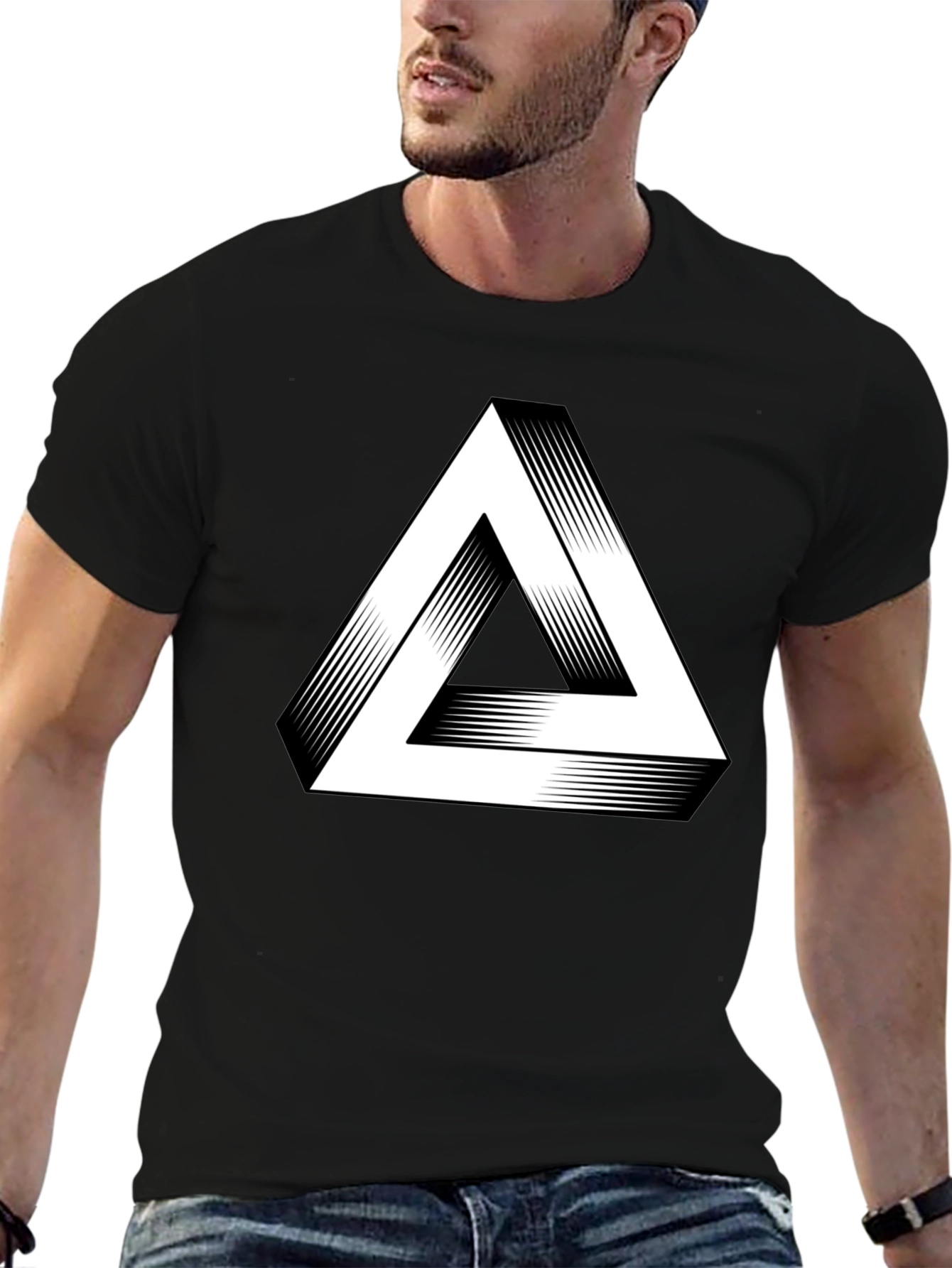 Impossible Triangle Graphic Tee - Optical Illusion T-Shirt