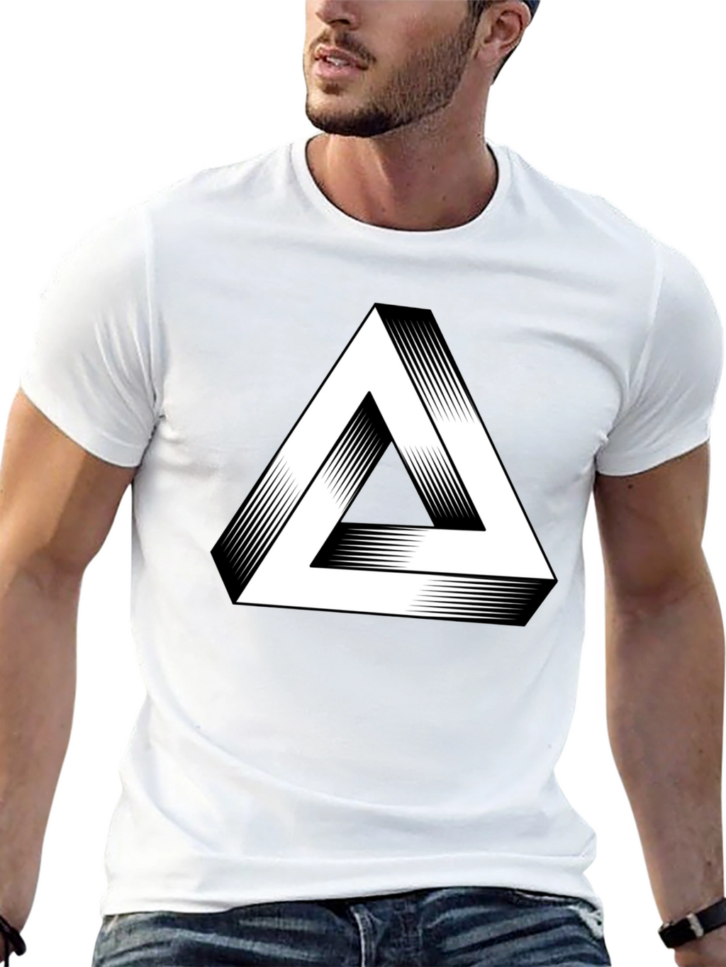 Impossible Triangle Graphic Tee - Optical Illusion T-Shirt