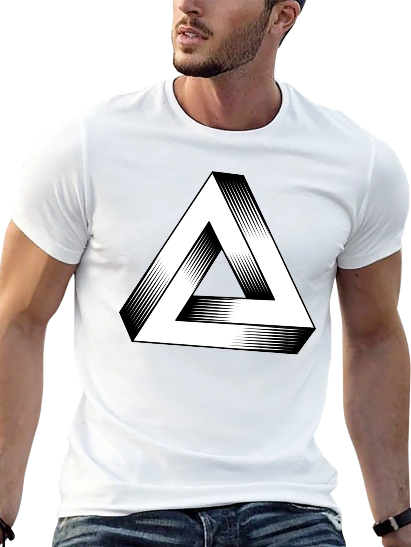 Impossible Triangle Graphic Tee - Optical Illusion T-Shirt