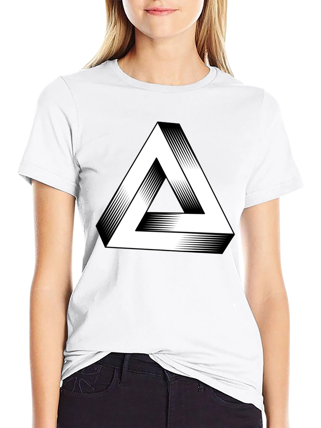 Impossible Triangle Graphic Tee - Optical Illusion T-Shirt
